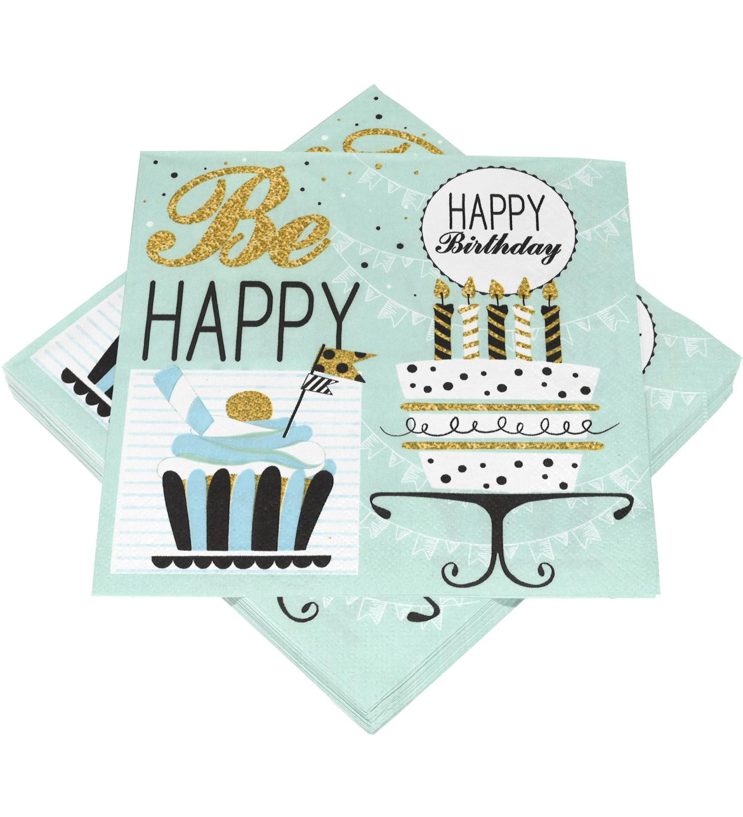 HEKU 100 napkins 3-layer 33x33cm Birthday Mint I absorbent and practically packaged i ideal for special occasions 33x33cm birthday min