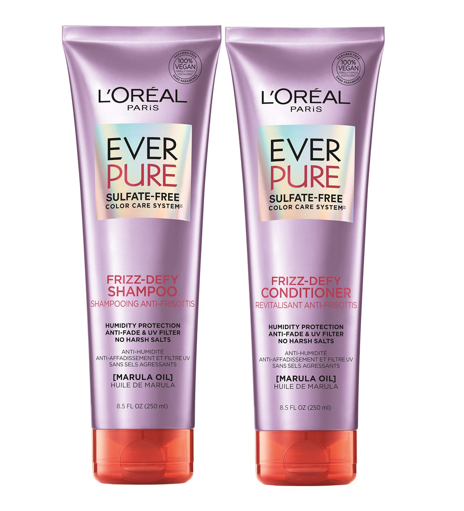 L'Oreal Paris EverPure Frizz Defy Shampoo and Conditioner Kit for Color-Treated Hair - 8.5oz (Pack of 2) - Buy Online on SooperMarket.com