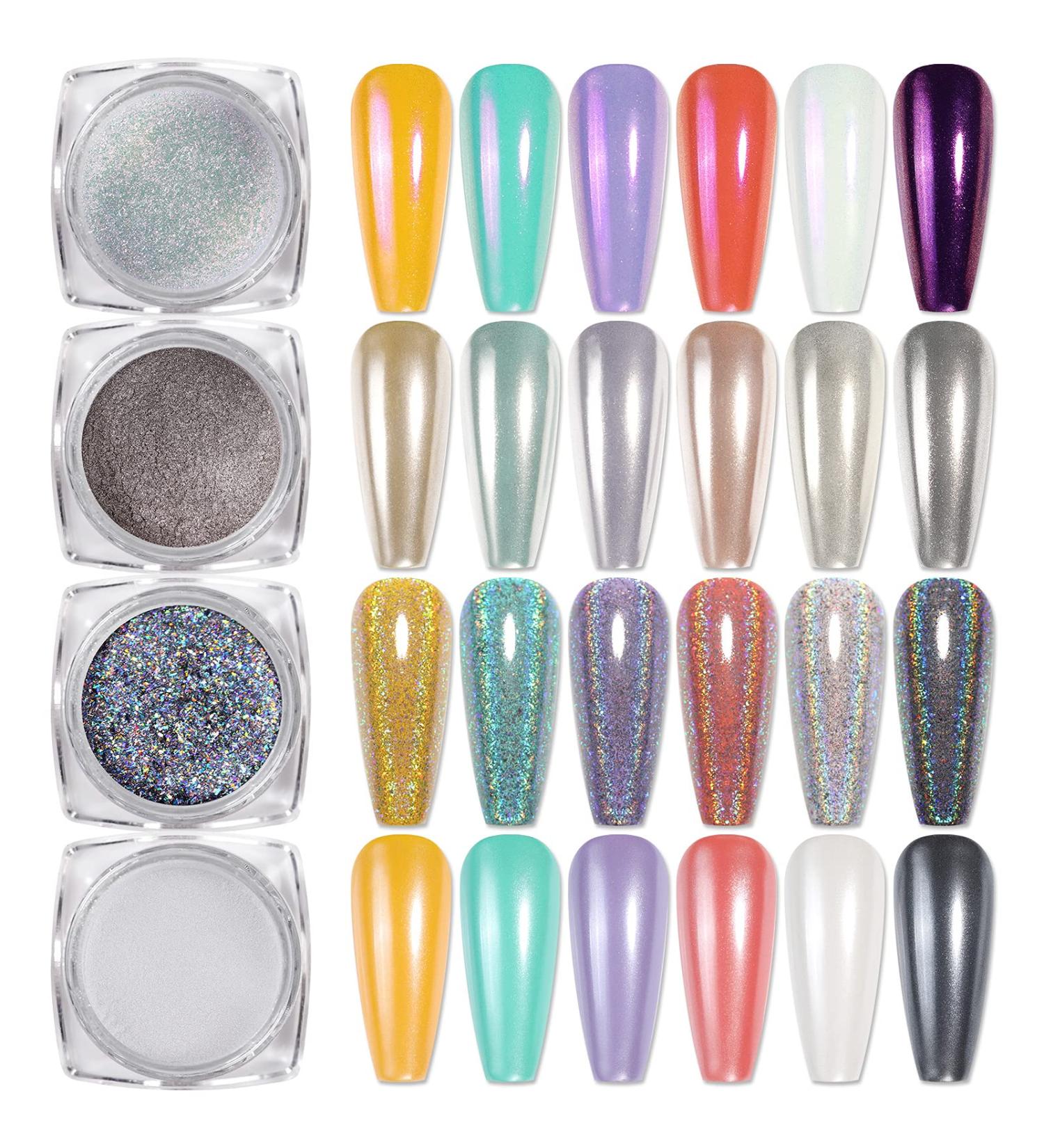 Chrome Powder Manicure Nail Art Decoration Set - BORN PRETTY Metallic Mirror Holographic Pigment - Buy Online on SooperMarket.com