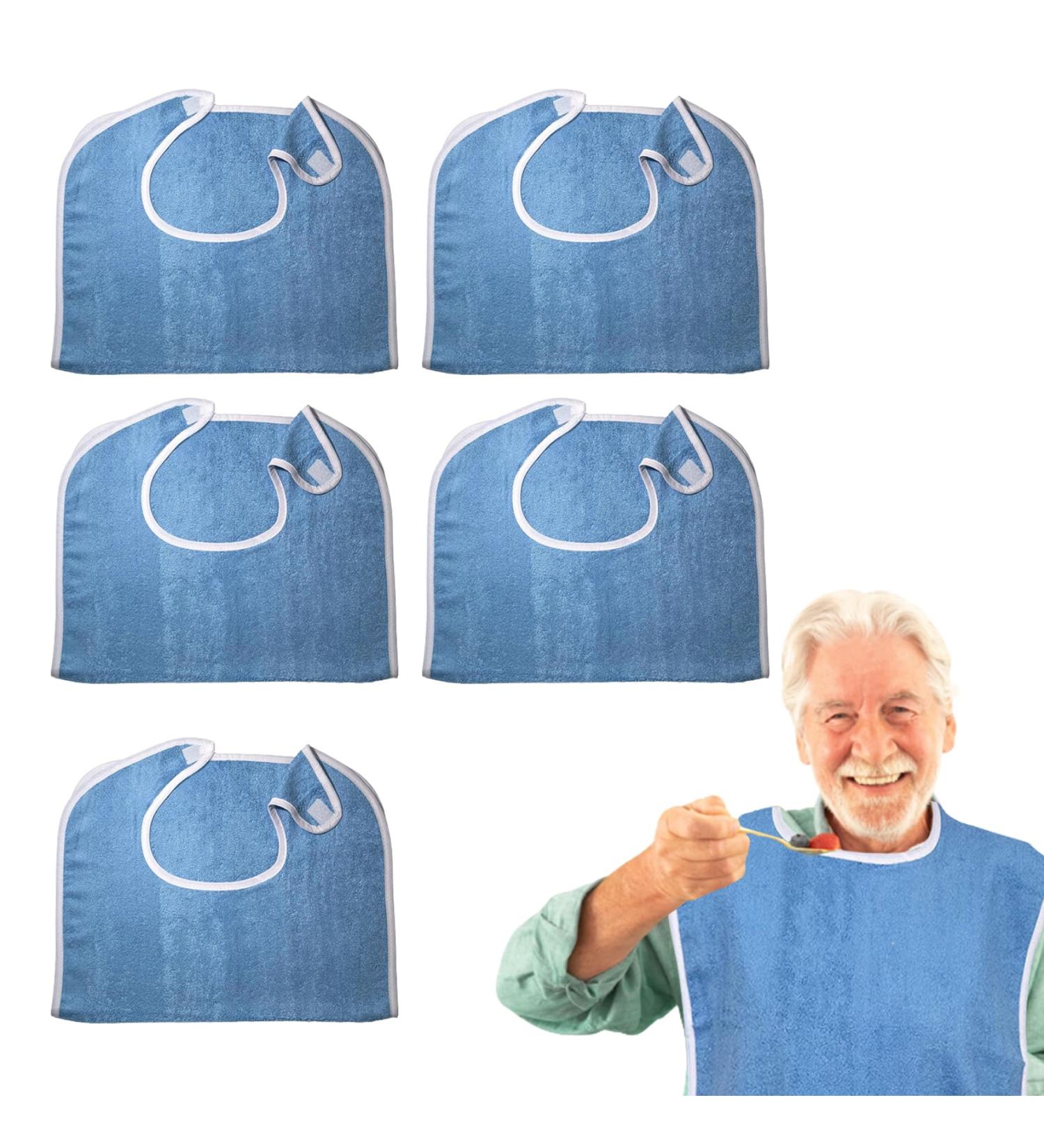 Bibs for Adults Adult Bibs for Eating 5PCS Absorbent Large Adult Bibs for Elderly Women Men Terry Cloth Bibs with Loop Closure Clothing Protectors - Buy Online on SooperMarket.com