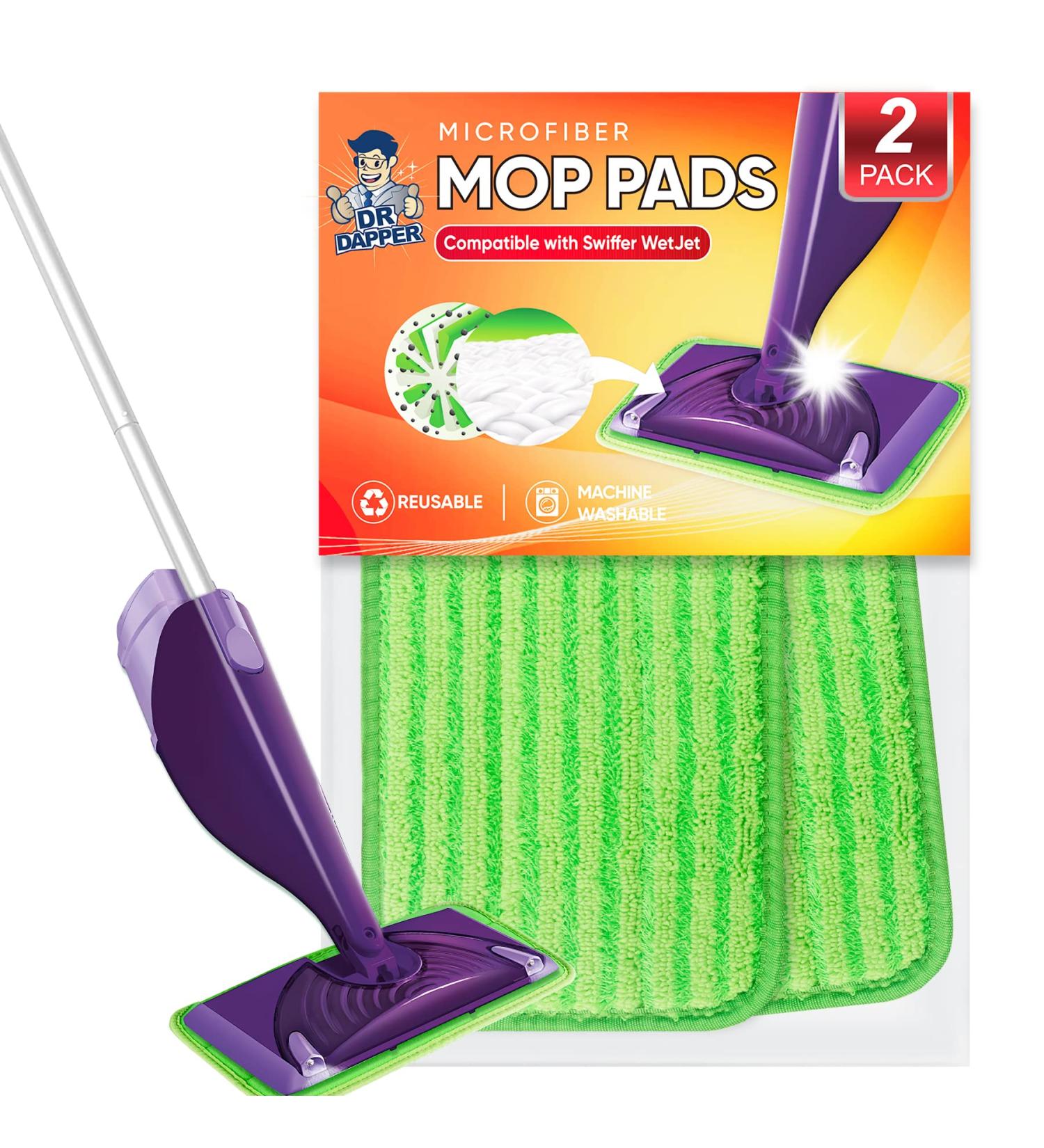 DAPPER Reusable Mop Pad Refills - 2 Pack Microfiber Pads for Swiffer WetJet Mop | Wet & Dry Floor Cleaning - Buy Online on SooperMarket.com