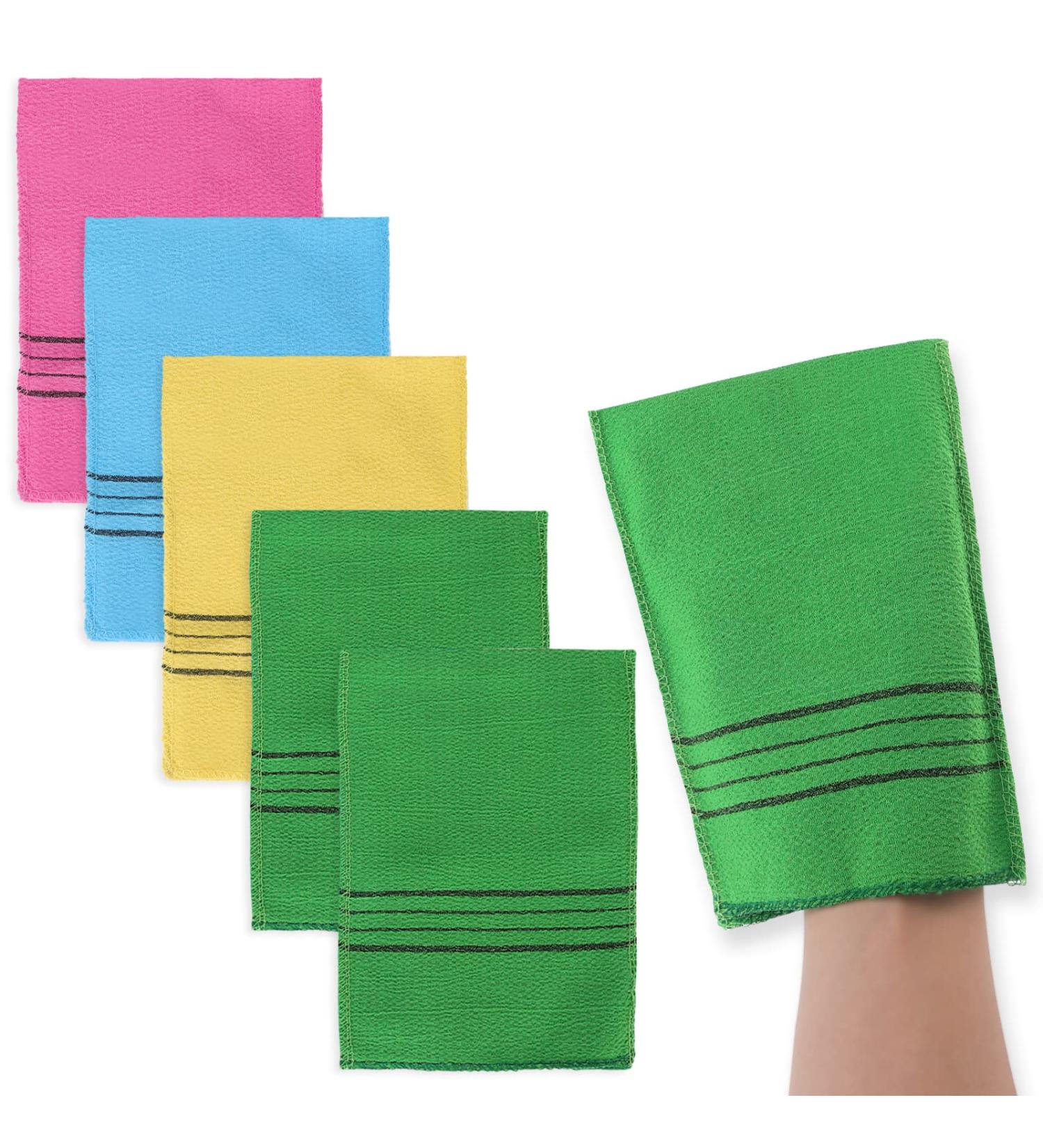 Sibba 5Pcs Asian Exfoliating Mitts - Dual-Sided Korean Gloves for Dead Skin Removal | Shower Scrub Mitt Bath Accessories - Buy Online on SooperMarket.com