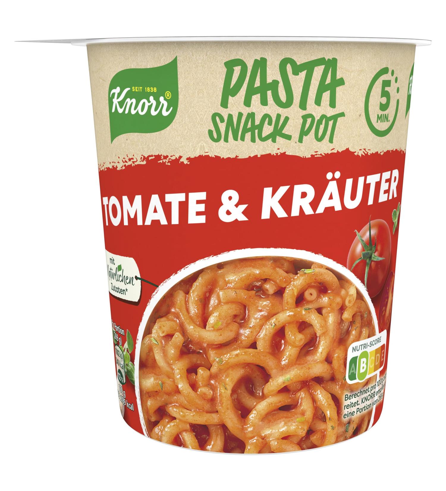 Knorr Pasta Snack Pot Tomato & Herbs - Instant Noodles Ready in 5 Minutes | 69g (1-Pack) - Delicious International Shipping - Buy Online on SooperMarket.com