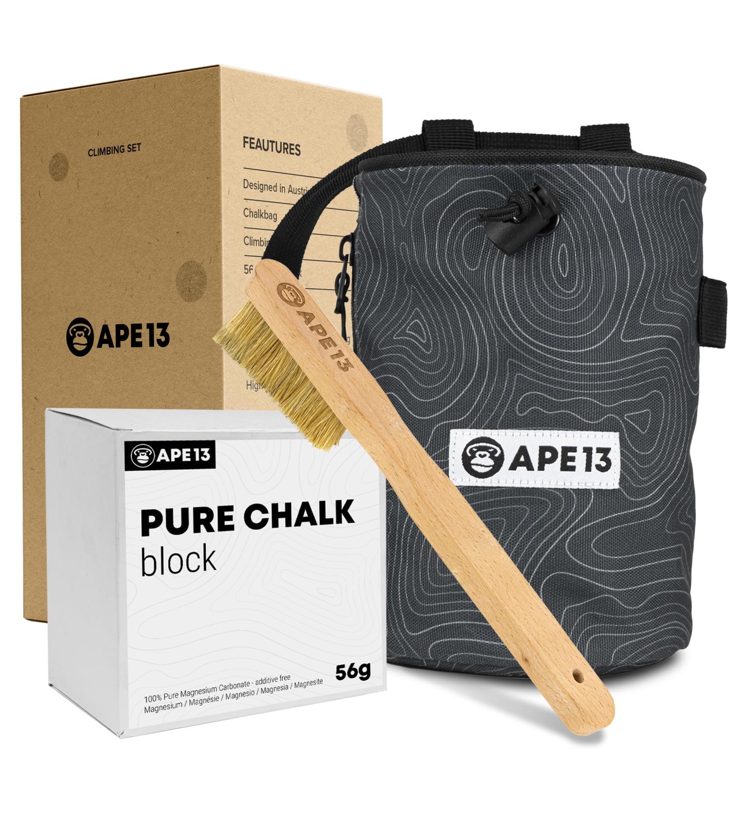 APE13 Chalk Bag for Climbing & Bouldering | Premium Set with Belt Brush Bracket & Large Magnesium Bag - Ideal for All Climbers - Buy Online on SooperMarket.com