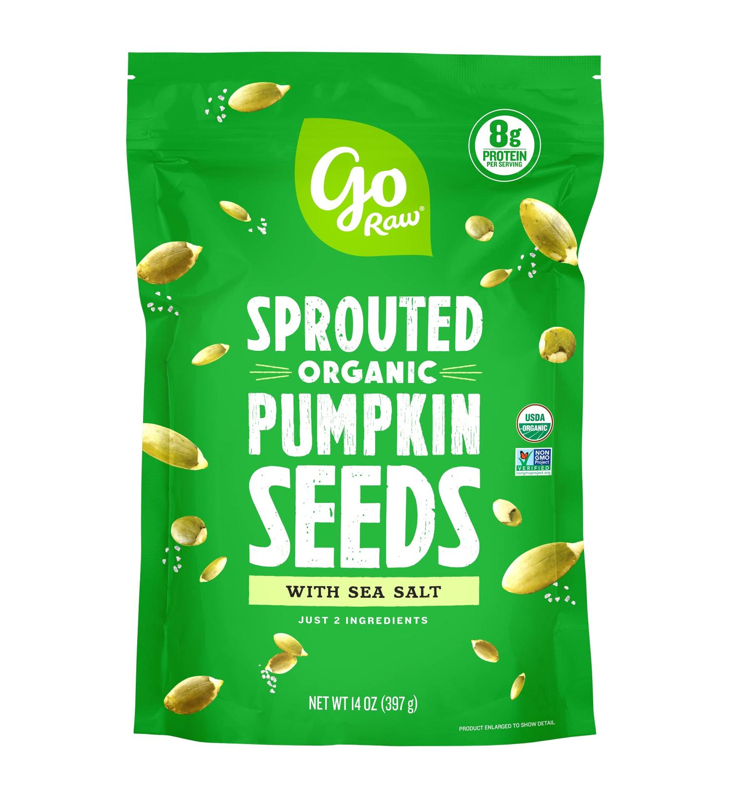 Go Raw Organic Pumpkin Seeds with Sea Salt - 14 oz | Keto, Vegan, Gluten-Free Superfood Snacks - Buy Online on SooperMarket.com