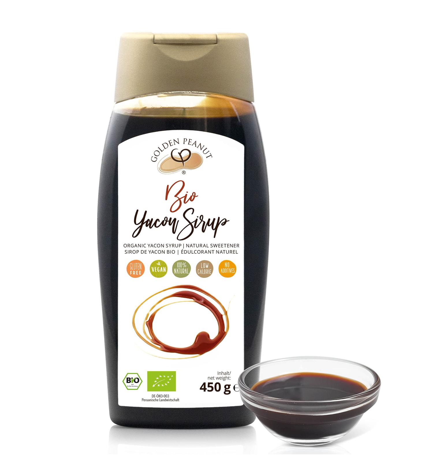 Golden Peanut Syrup from Yacon Root - Organic 450g | Natural Sweetener & Sugar Alternative | 100% Plant-Based Diabetic-Friendly - Buy Online on SooperMarket.com
