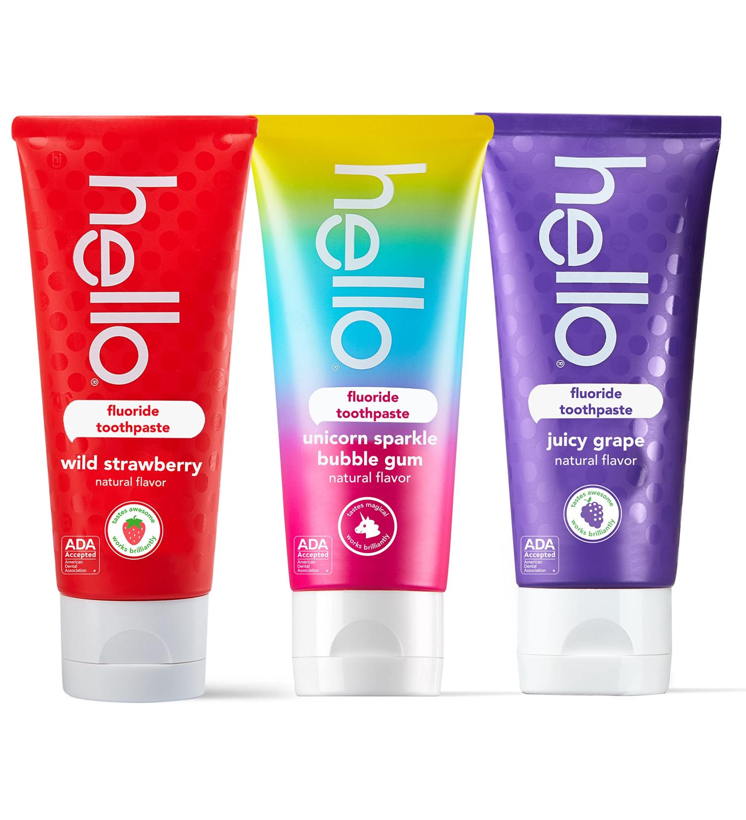 Hello Variety Unicorn Strawberry Grape Kids Toothpaste - Fluoride, Anticavity, Vegan, SLS & Gluten Free - 4.2 oz (Pack of 3) - Ages 2 - Buy Online on SooperMarket.com