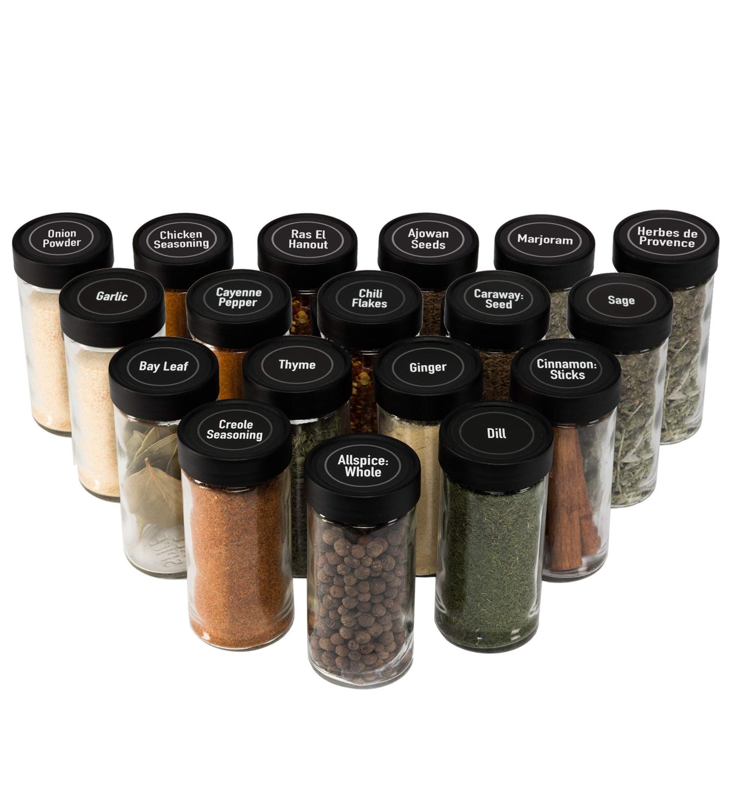 18 Pack 4oz Glass Spice Jars - AllSpice Set for Kitchen Storage - Buy Online on SooperMarket.com