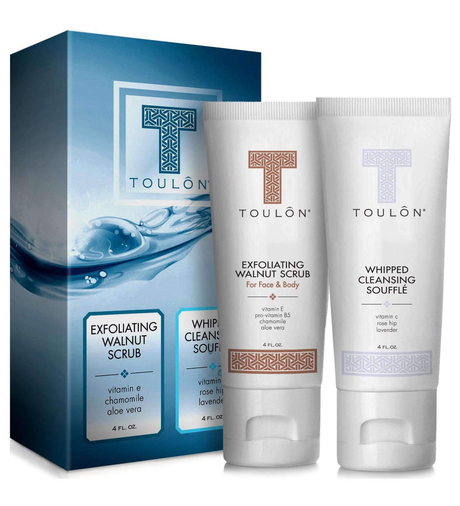Exfoliating Scrub Set | Natural Spa Bath & Shower Kit for Men & Women | Anti-Aging Face Cleanser & Walnut Body Scrub | Perfect Skin Care Gift Set - Buy Online on SooperMarket.com