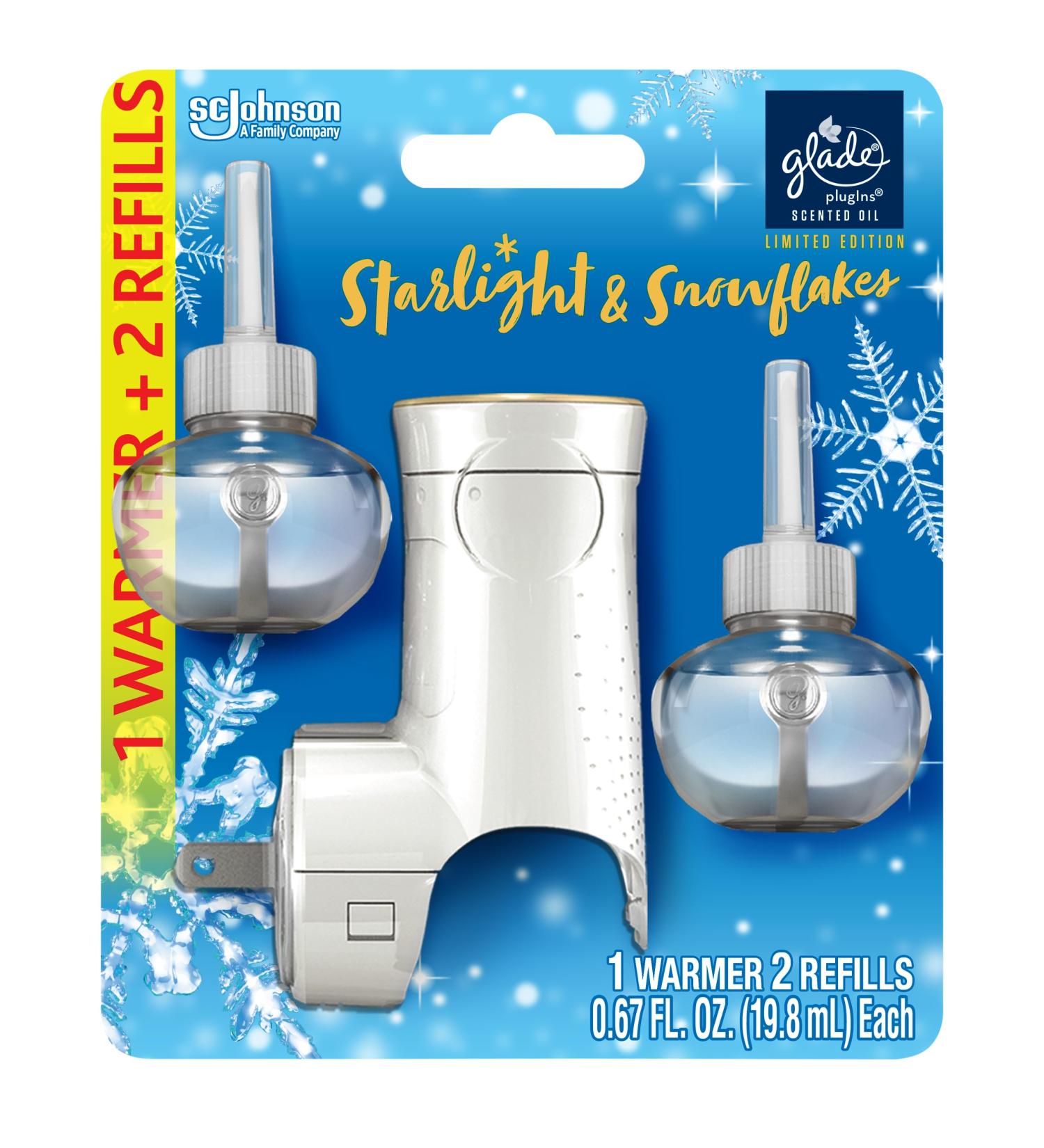 Shop Glade PlugIns Refills Air Freshener Kit – Starlight & Snowflakes Scent 1 Warmer + 2 Essential Oil Refills – International Shipping Available - Buy Online on SooperMarket.com