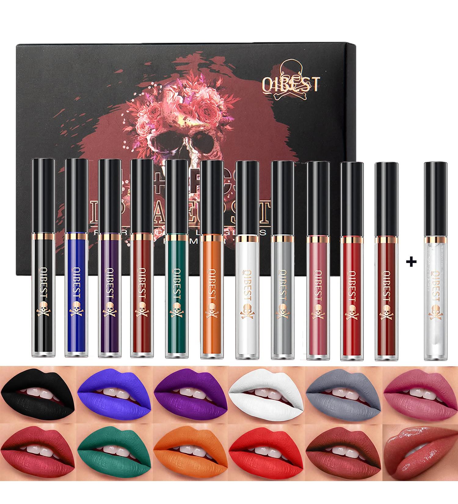 12pcs Matte Liquid Lipstick with Lip Plumper Makeup Sets - Halloween Cosplay Lip Gloss Set - Buy Online on SooperMarket.com