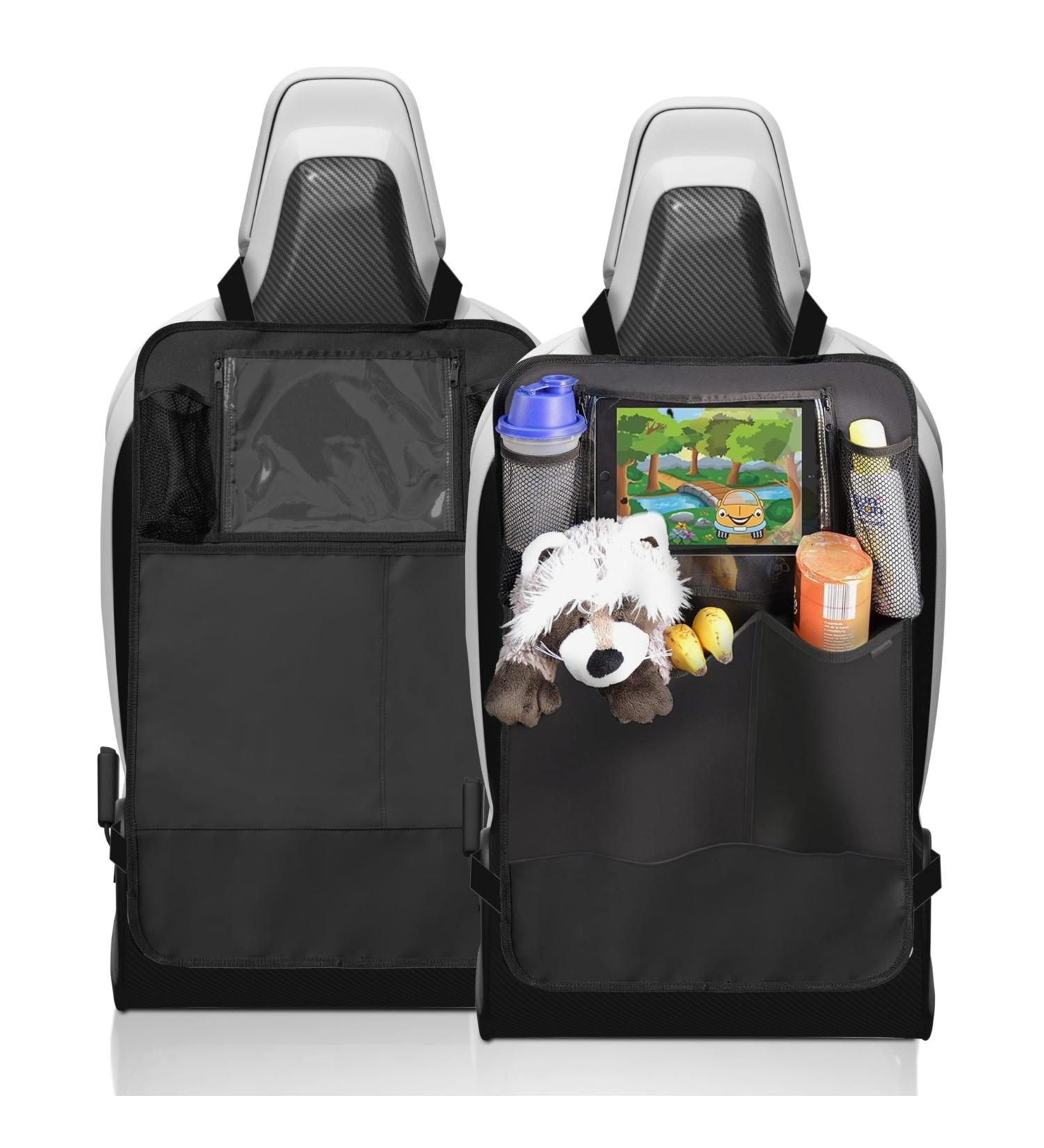 Myhappyride Backrage Protection - 2-Piece Car Back Seat Organizer with iPad/Tablet Compartment | Waterproof Kick-Mat Protection for Kids | Universal Fit - Buy Online on SooperMarket.com
