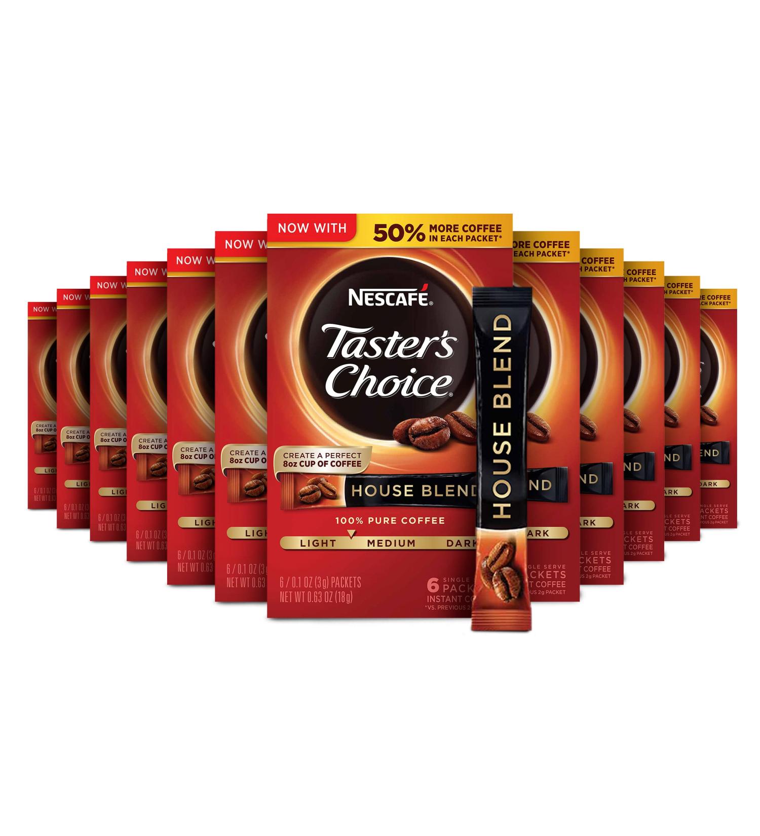 NESCAFE Taster's Choice House Blend Light Medium Roast Instant Coffee - 12 Boxes (72 Packets) - Buy Online on SooperMarket.com