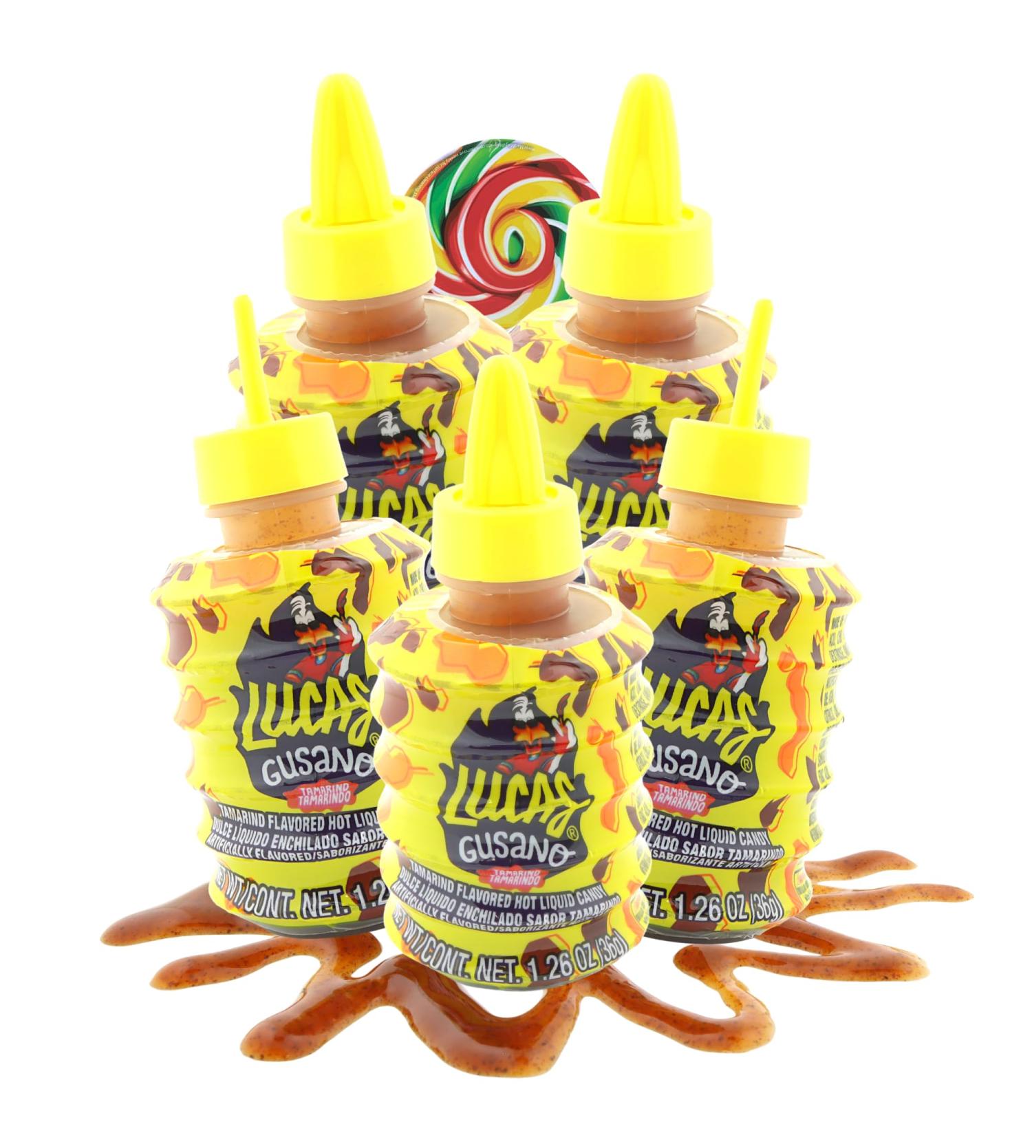 Tamarind Liquid Candy - Authentic Mexican Gel Candies | Sweet & Spicy Treats - 1.26oz (Pack of 5) - Lollipop Swirl Sticker - Buy Online on SooperMarket.com