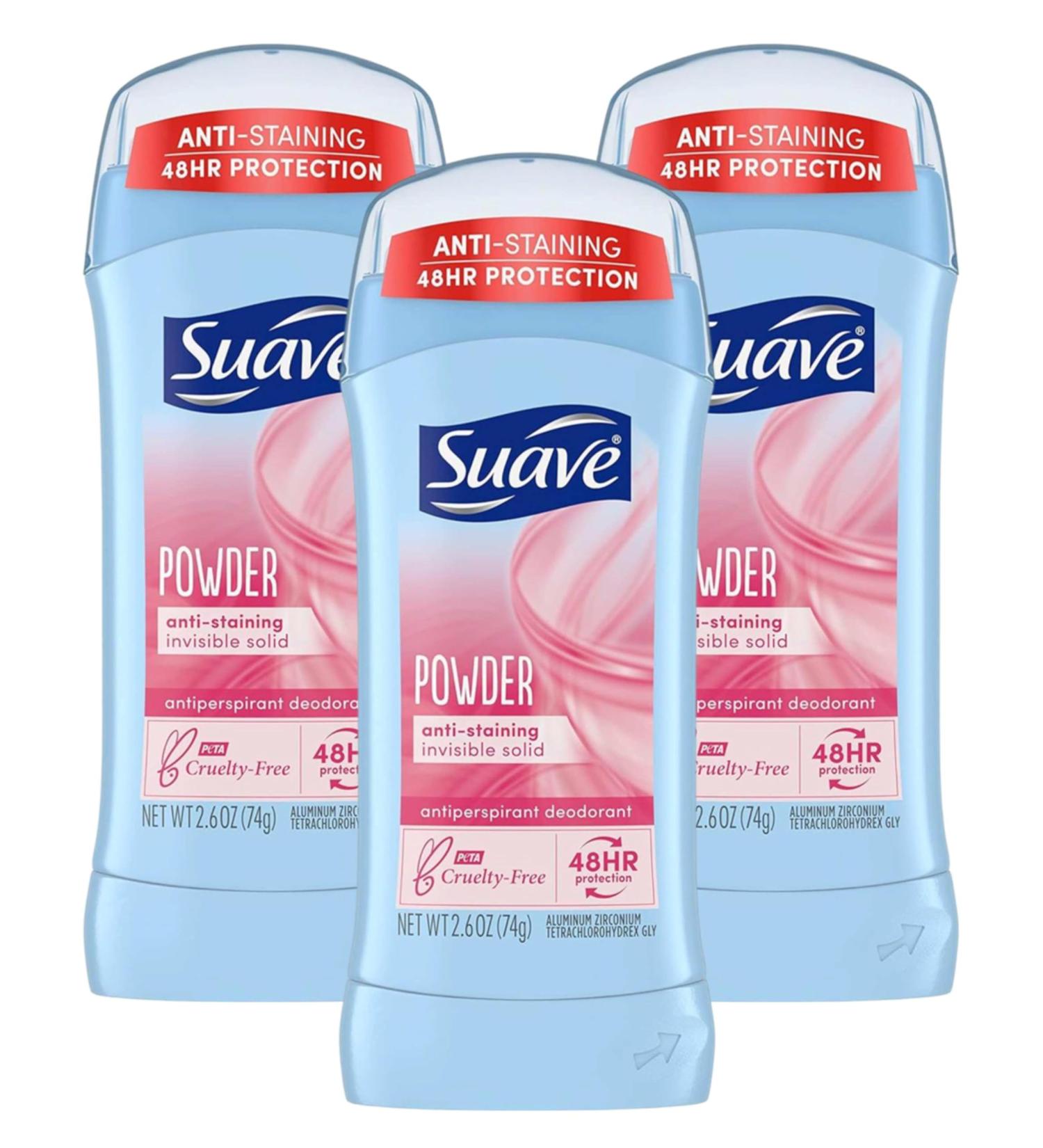 Suave Deodorant 2.6 oz 24HR Powder Invisible Solid (3 Pack) - Long-Lasting Odor Protection | International Shipping - Buy Online on SooperMarket.com