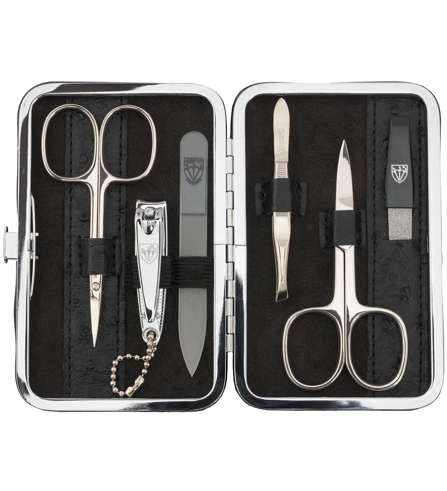 Buy Three Swords Germany 6 pcs Manicure Set 'Genova' - Premium Synthetic Leather Nail Care Kit with Scissors Clippers and Tweezers - International Shipping Available - Buy Online on SooperMarket.com