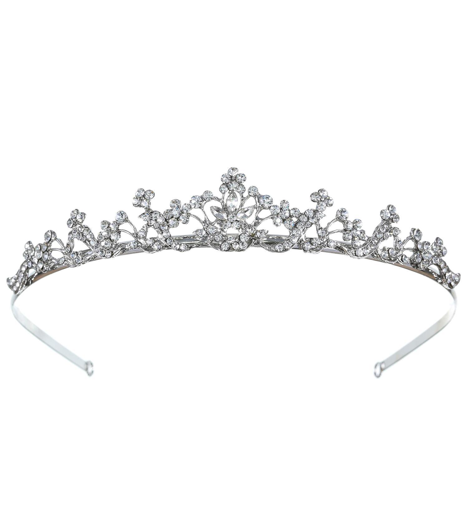 SAMKY Elegant Bridal Tiara Crown - Floral Rhinestone Crystal Wedding Prom Accessory - Buy Online on SooperMarket.com