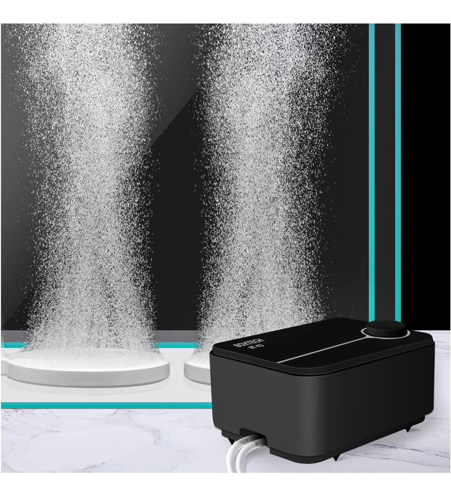 Boxtech Adjustable Aquarium Air Pump - Quiet Low Vibration 2 Air Outlets - 8W Oxygen Pump for Aquariums - Buy Online on SooperMarket.com