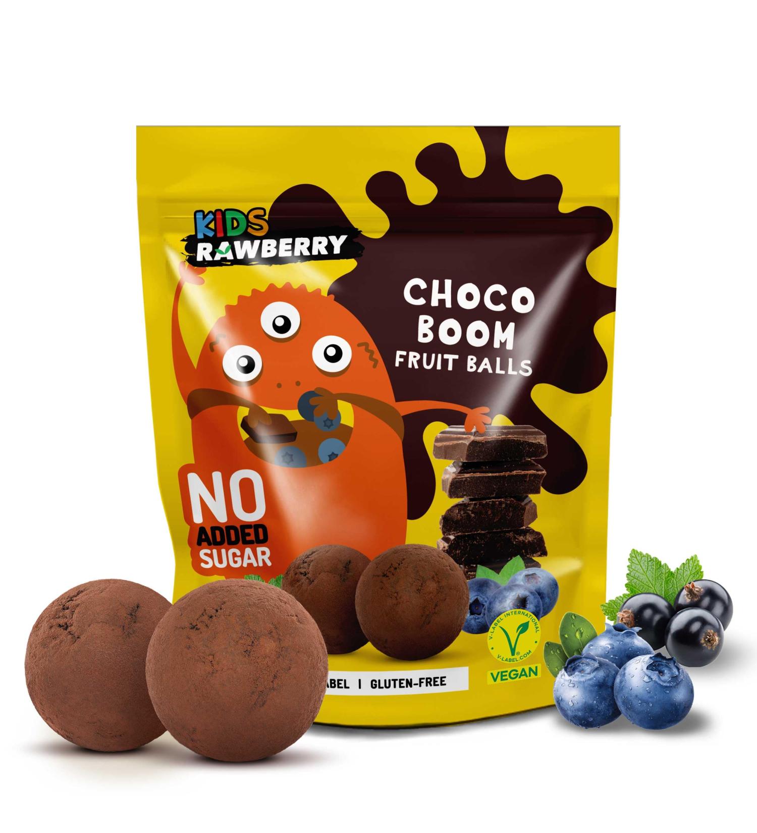 RAWBERRY Children's Cocoa Fruit Balls - No Added Sugar Gluten Free Vegan Snack (8 x 50 g) | Healthy International Shipping - Buy Online on SooperMarket.com