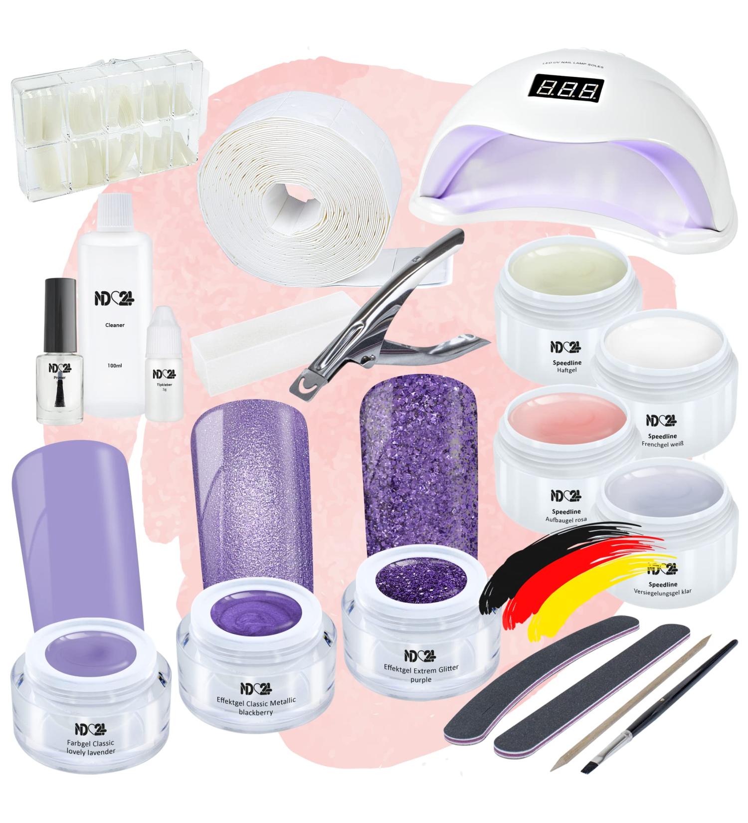 ND24 NAILDESIGN Premium Geln gel Starter Set | Complete Gel Kit for Beginners with LED Lamp & Accessories - Made in Germany - Buy Online on SooperMarket.com