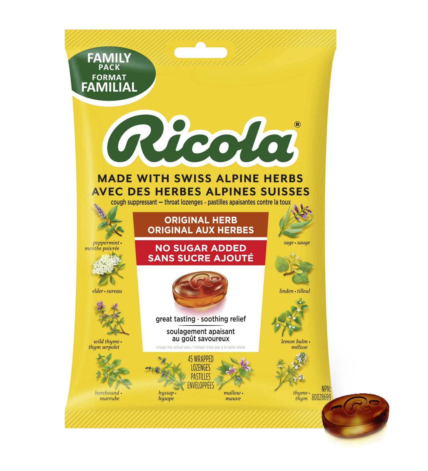 Ricola Mountain Herb No Sugar Added Cough Drops - Buy Online on SooperMarket.com
