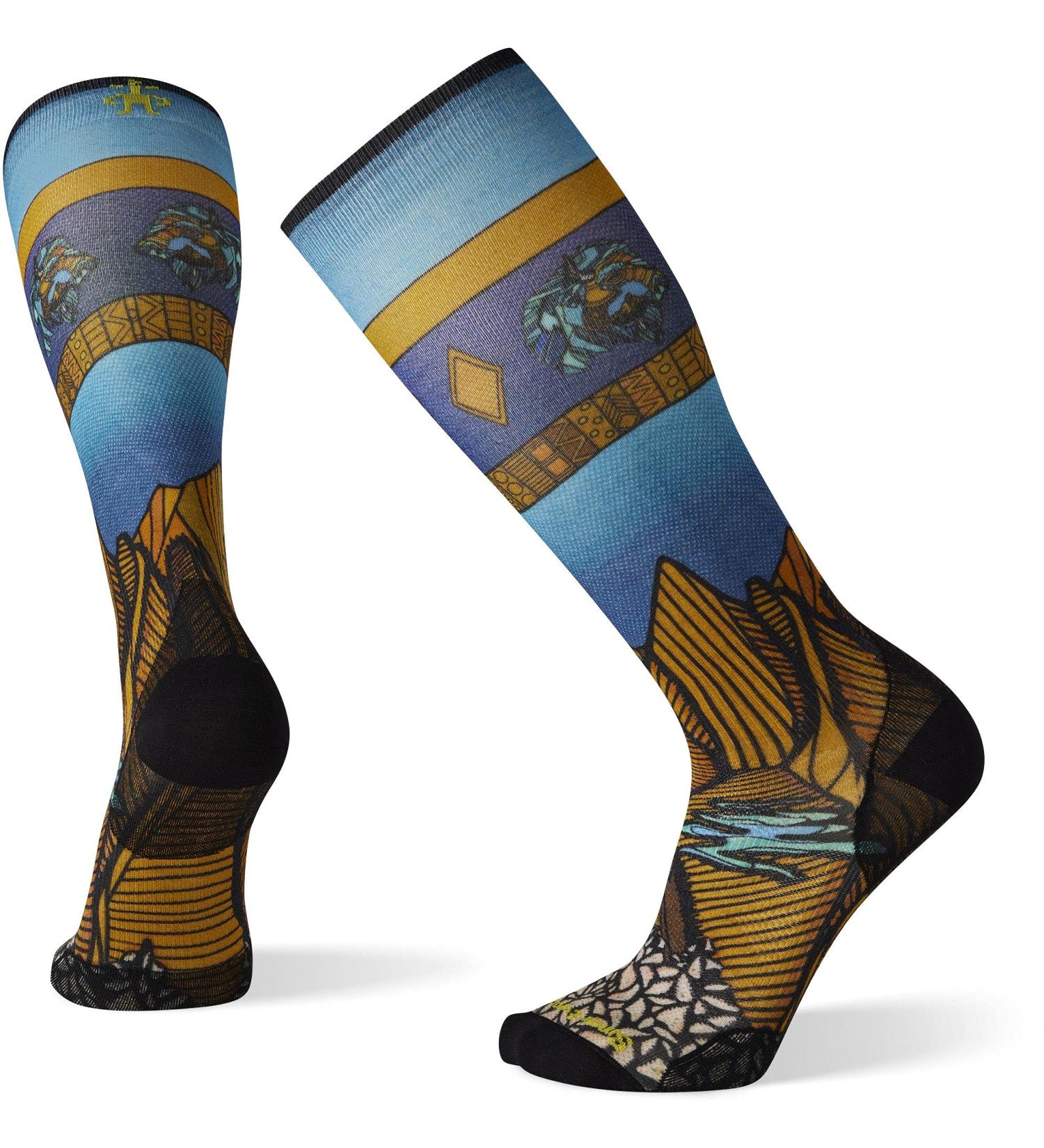 Smartwool Performance Ski Zero Cushion Mountain Escape Print OTC Sock - Men's Desert Sand Large