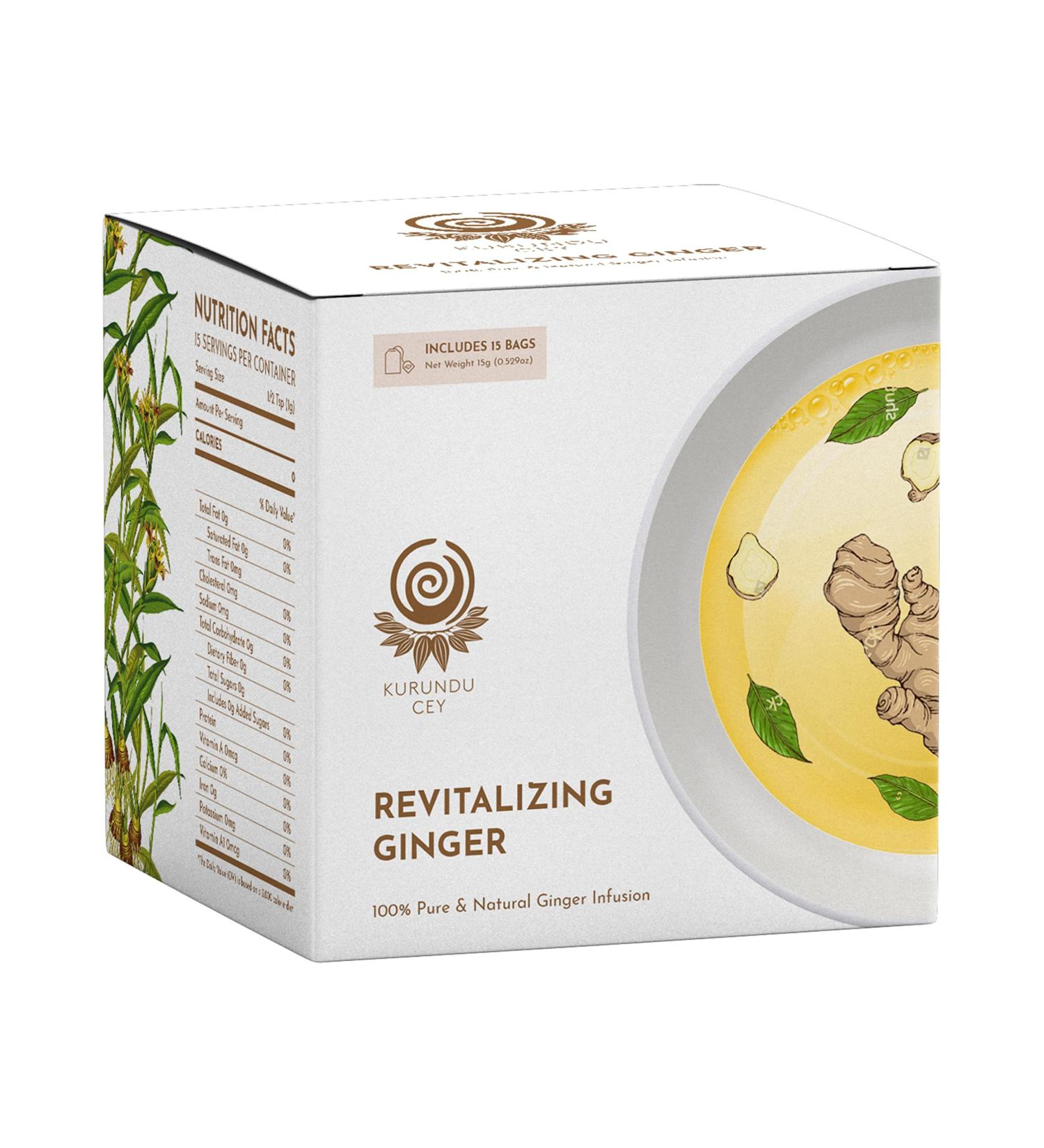 KURUNDU CEY | 100% Natural & Pure Ginger Infusion | Perfect For After Meals | Help Build Digestive Fire | Hot & Cold Infusion | Herbal Tea | Caffeine & Sugar Free | 20 Sachets - Buy Online on SooperMarket.com
