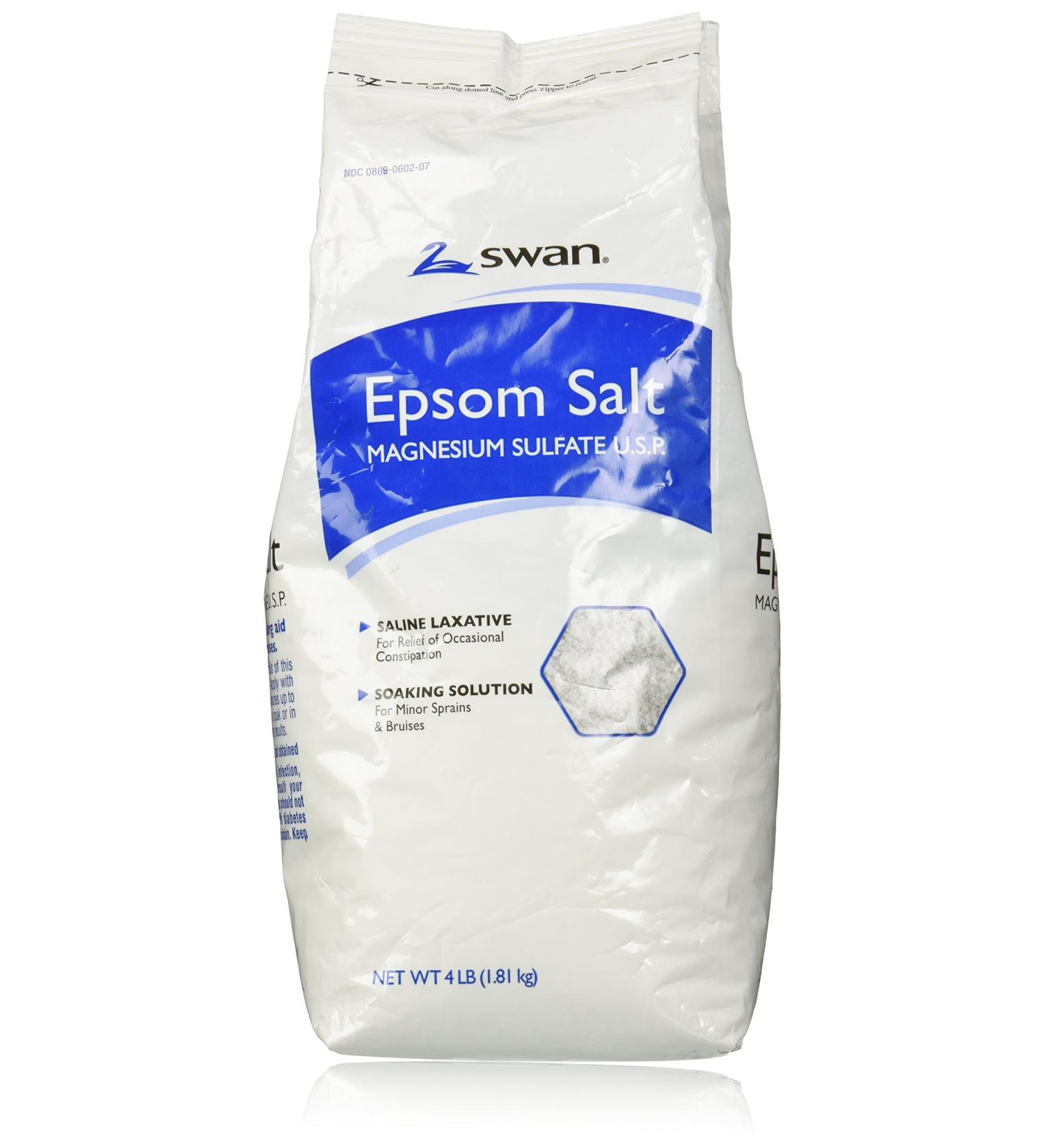 Swan Epsom Salt 4LB - Pure and High-Quality Magnesium Sulfate Crystals - Buy Online on SooperMarket.com