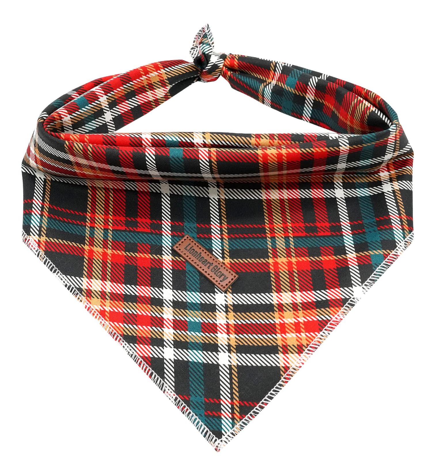 Lionheart Glory Dog Haller Cotton Christmas Scarf | Washable Adjustable Neckerchief for Large Dogs | Checkered Plaid Pet Accessory - Buy Online on SooperMarket.com