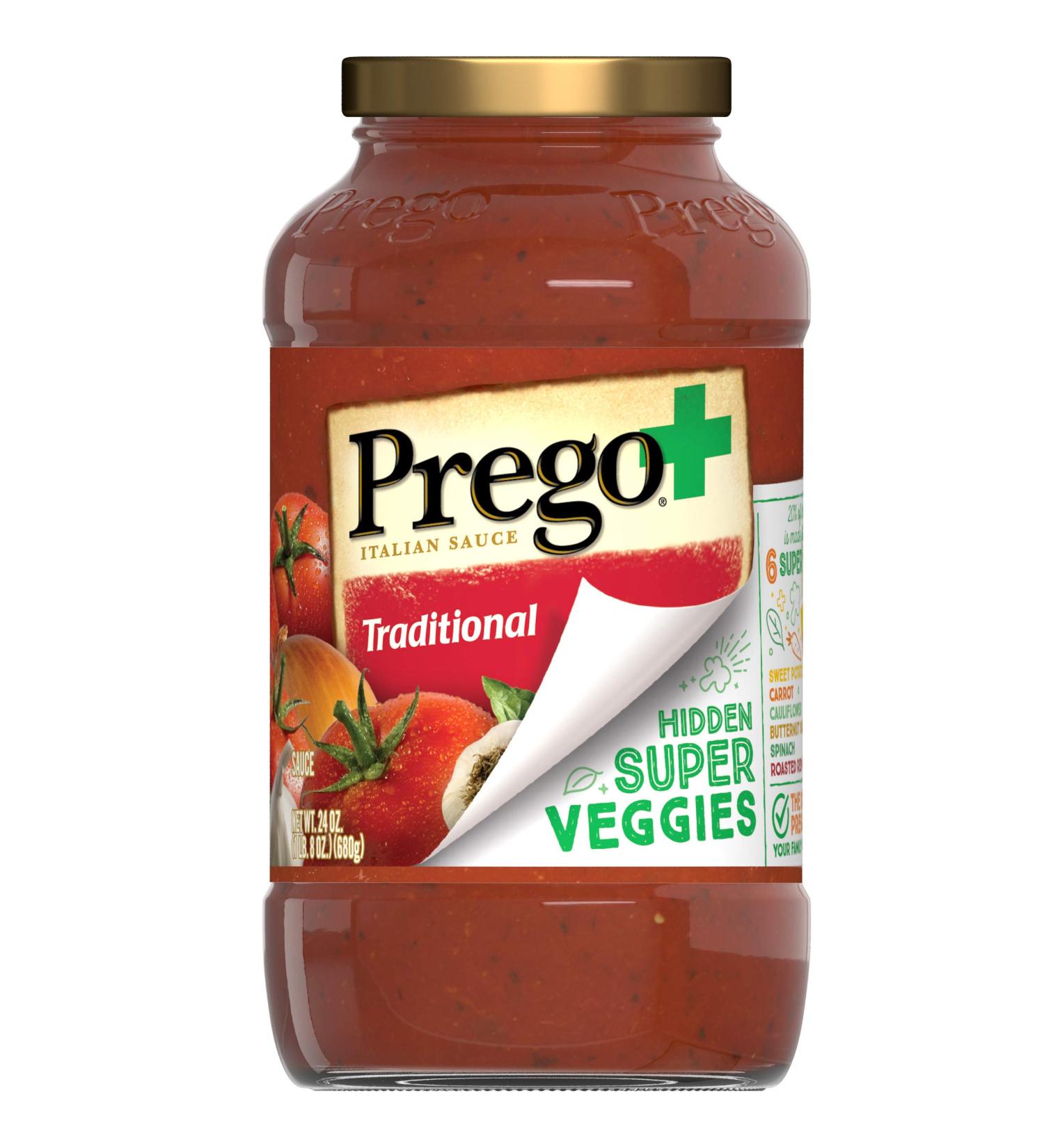 Prego Hidden Super Veggies Traditional Italian Tomato Sauce 24oz Jar - Pack of 6 | Deliciously Healthy Pasta Sauce - Buy Online on SooperMarket.com