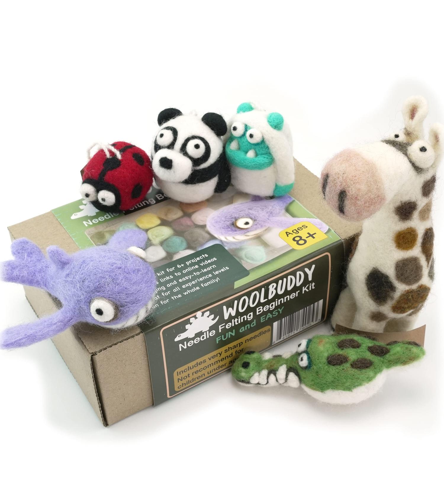 Woolbuddy Needle Felting Kit - Beginner Craft Kit with Tools, 40 Colored Wool, Instruction - for Adults and Kids - Buy Online on SooperMarket.com