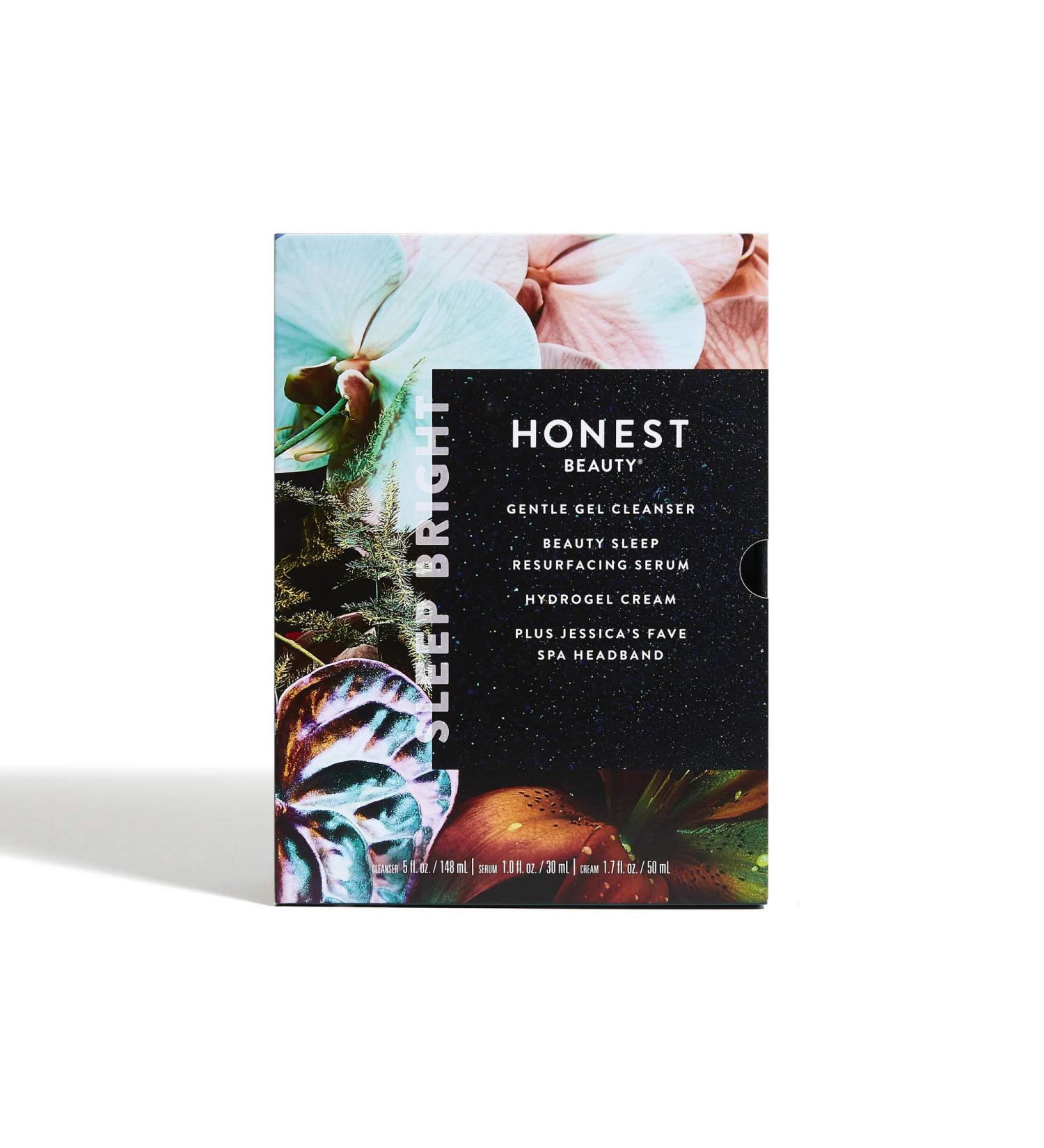 Honest Beauty Sleep Bright 3 Step Night Routine Kit | Gentle Gel Cleanser, Resurfacing Serum & Hydrogel | Bonus Spa Headband Included - Buy Online on SooperMarket.com