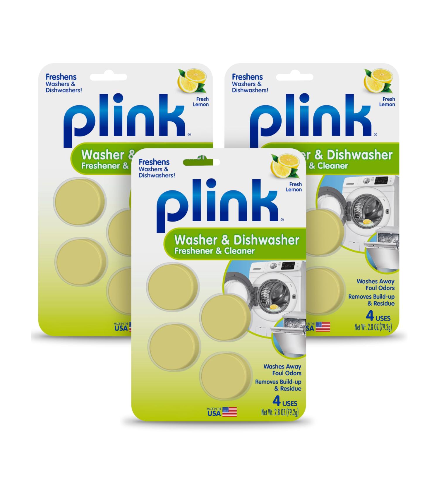 Plink Washer & Dishwasher Freshener | Odor Eliminator & Residue Remover | Septic-Friendly Lemon Scent | 12 Tablets (3 Packs of 4) - International Shipping - Buy Online on SooperMarket.com