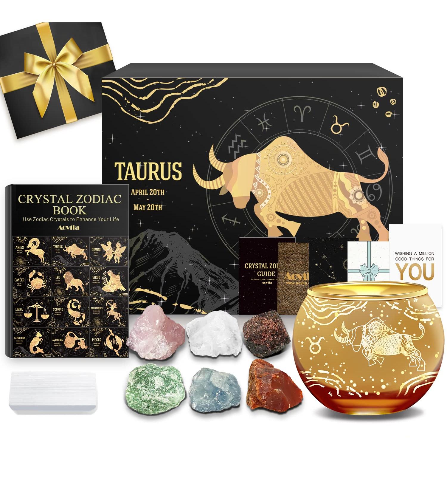 Aovila Bull Gifts for Women | Zodiac Tea Light Holder & Crystal Candlestick Set | Perfect Astrology Birthday Present for Moms & Friends - Buy Online on SooperMarket.com