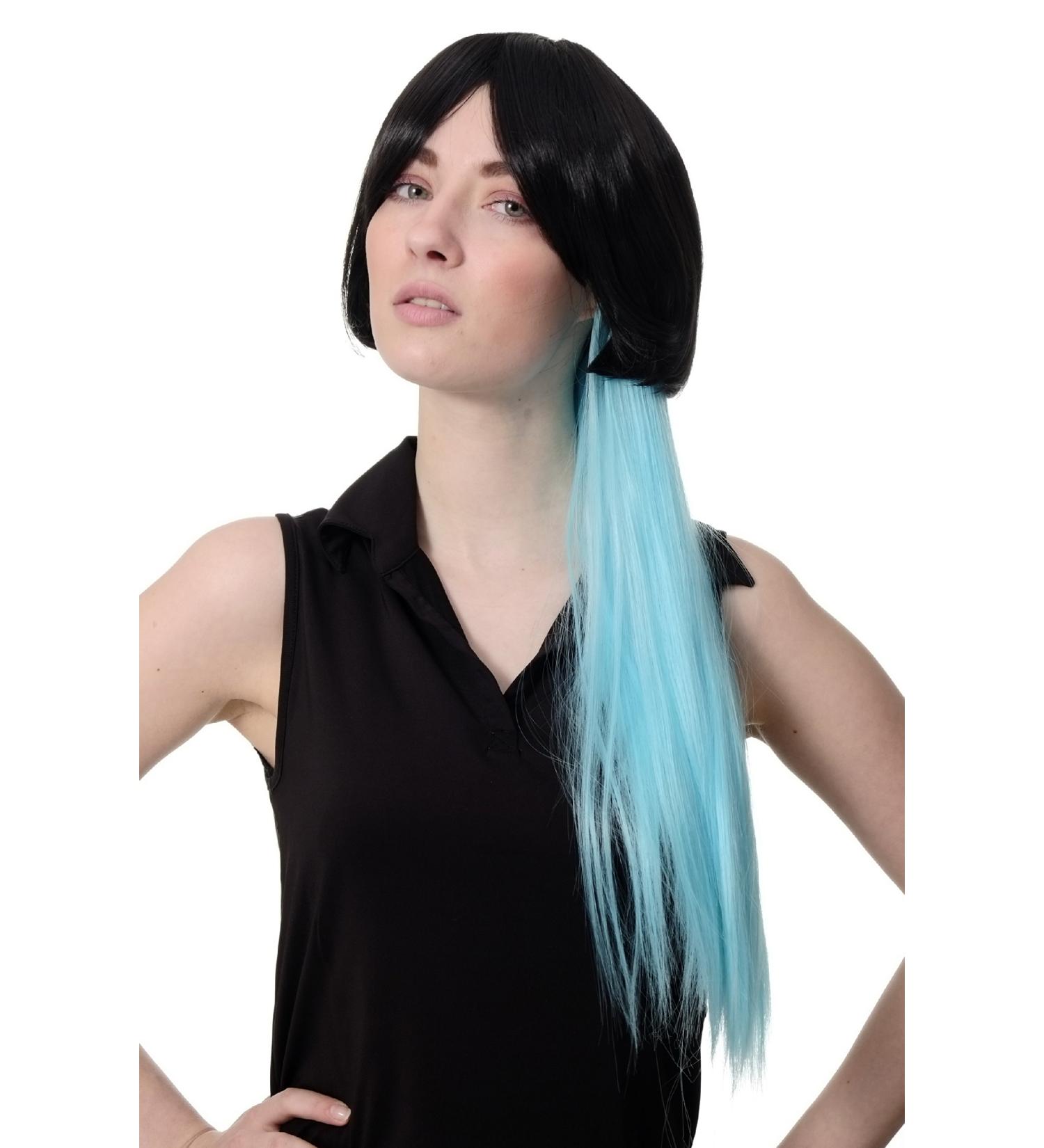Buy WIG ME UP Sexy Girly Cosplay Wig - Black Bob & Long Light Blue Cyan Braid Ponytail SA074-2HTF2513 | International Shipping Available - Buy Online on SooperMarket.com