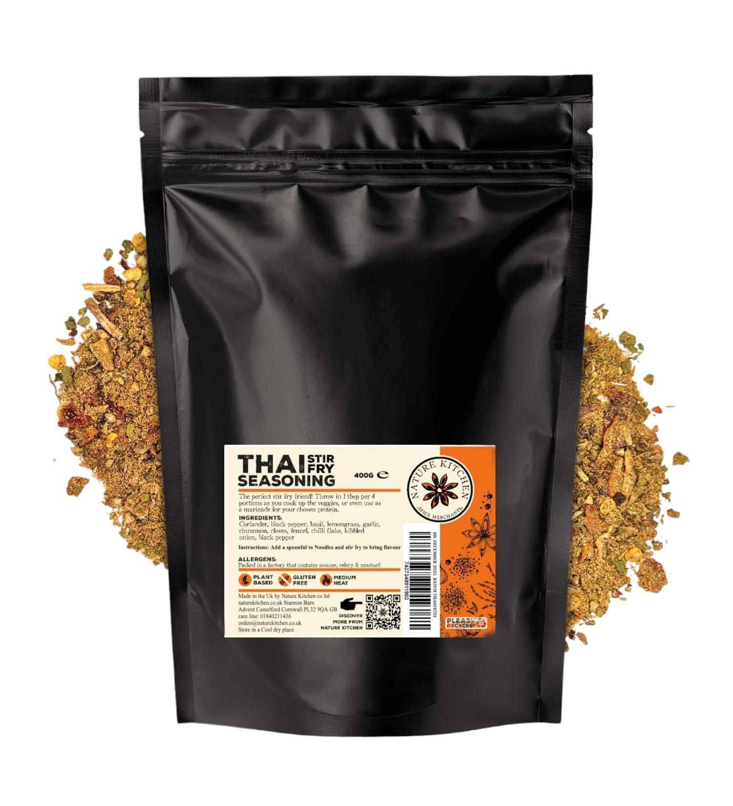 Nature Kitchen Thai Stir Fry Seasoning (Medium Heat) 400g - Gluten-Free & Vegan Cooking Blend for Marinades, Sauces, Frying, Baking | Large Bag of Seasoning Spices - Buy Online on SooperMarket.com
