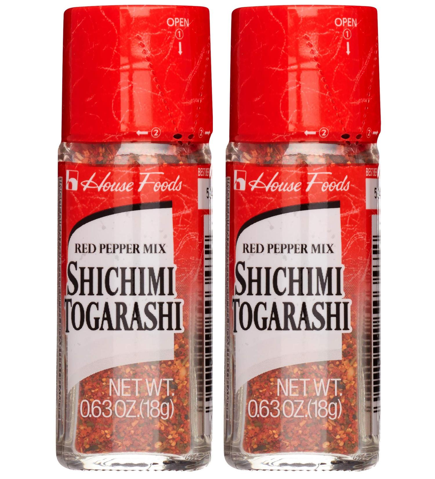 House Food Shichimi Togarashi (Mixed Japanese Red Pepper) | Red Pepper Seasoning with Sesames Seeds and Seaweed | 0.63 Oz (18g) | 2 Pack