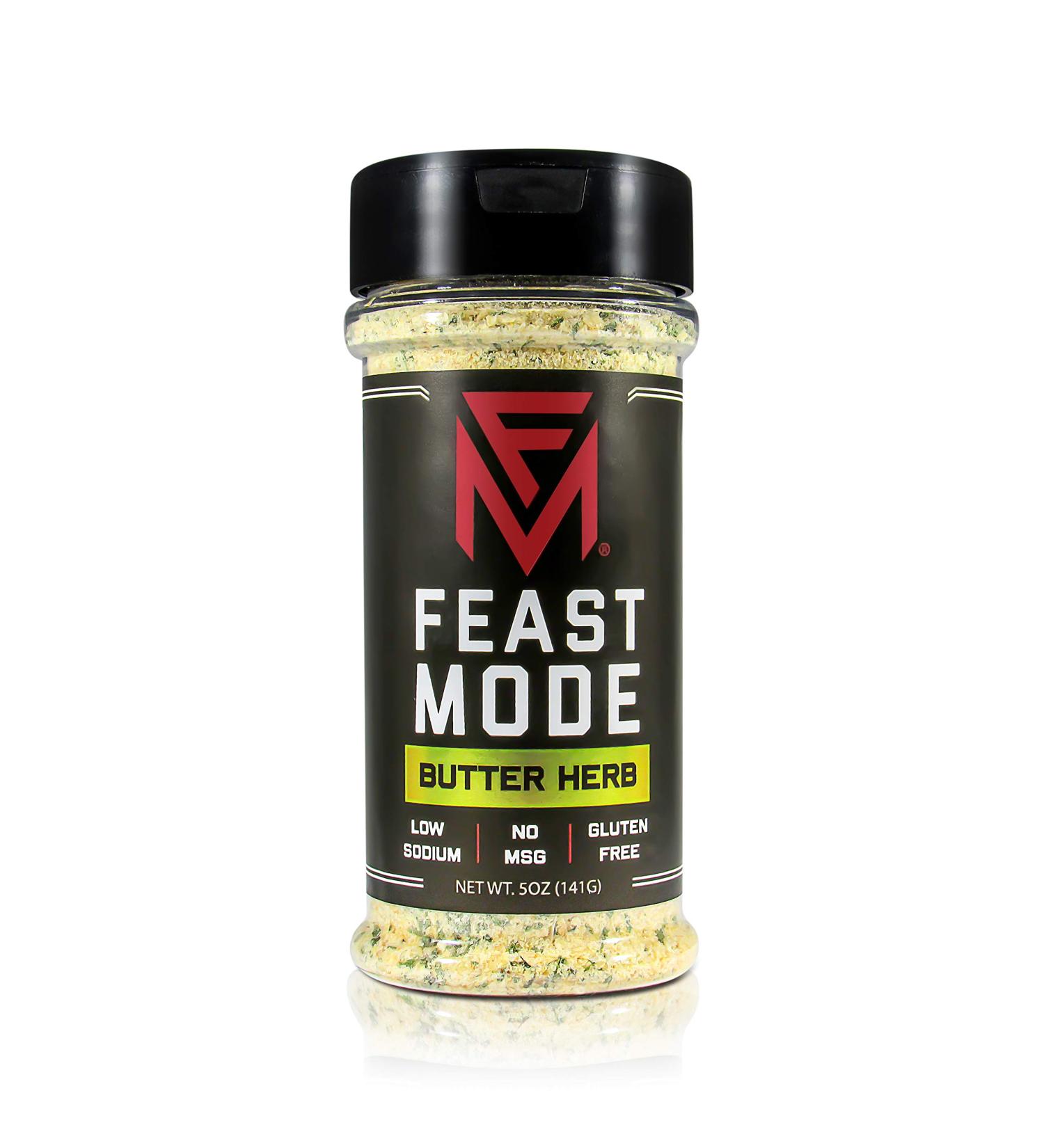 Feast Mode Flavors Butter Herb Seasoning - Low Sodium, No MSG, Gluten Free, All Natural - Healthy Meal Prep Seasoning with Onion, Butter Powder, and Parsley - Buy Online on SooperMarket.com