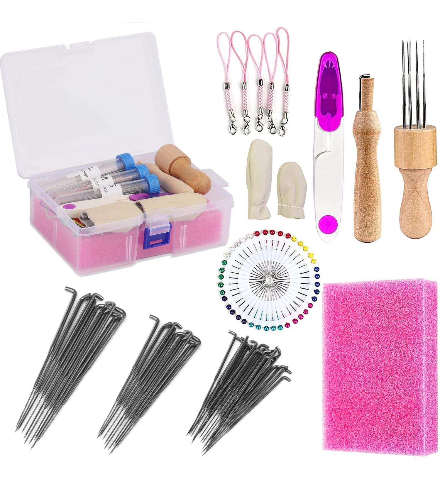 JNENERY Needle Felting Kit: 8 Needles, Tool Holder, Foam, Glue Stick, Fingercots, Scissors & Supplies for DIY Wool Felting - Buy Online on SooperMarket.com