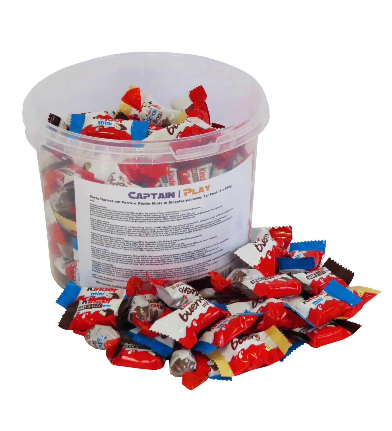 Party Bucket with Ferrero Kinder Minis - Individually Wrapped Chocolate Treats 966g Pack - Perfect for Celebrations & Events - Buy Online on SooperMarket.com