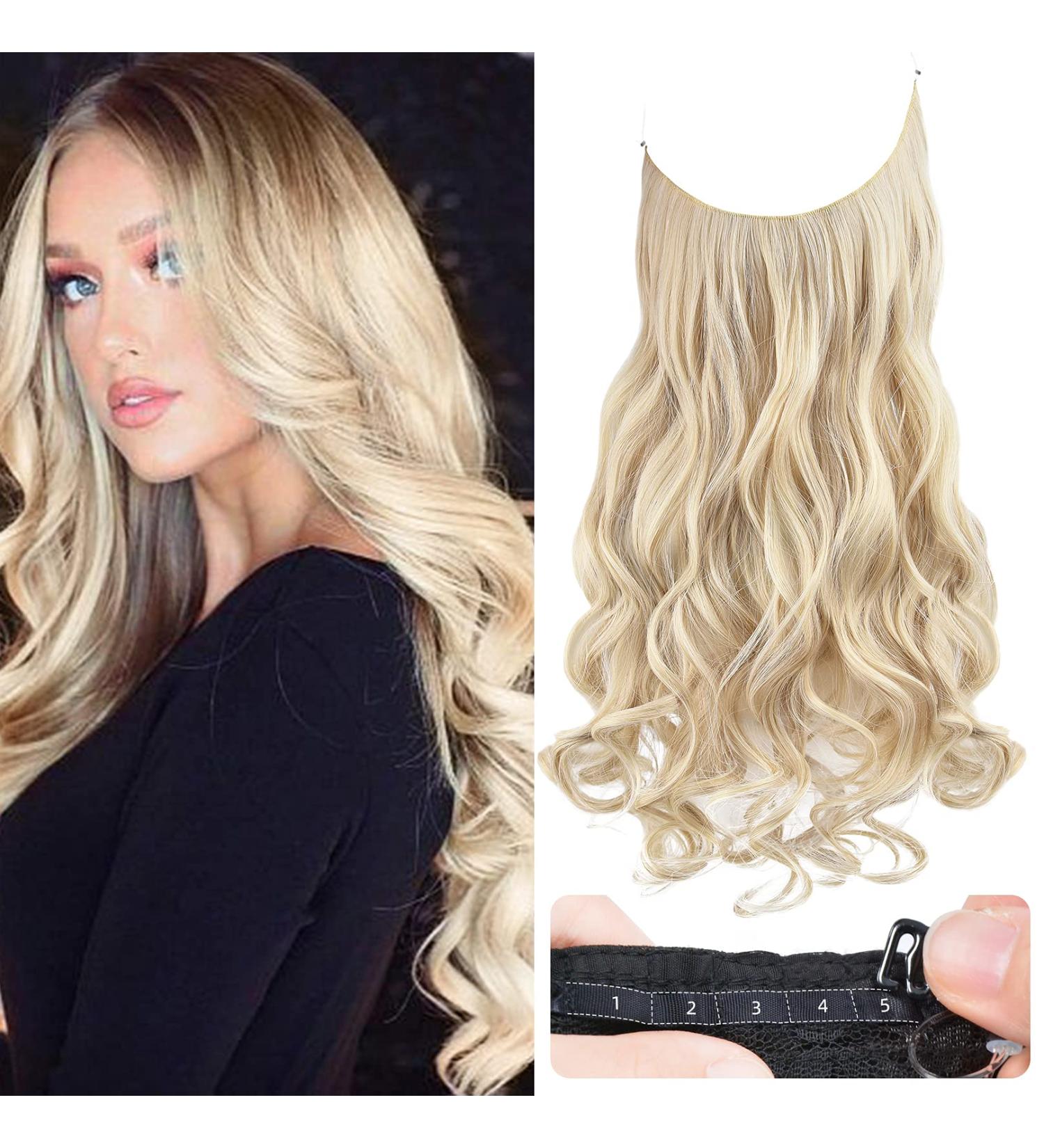 REECHO Invisible Wire Hair Extensions | Curly Wavy Secret Hairpiece 20 Inch - Light Blonde - Buy Online on SooperMarket.com