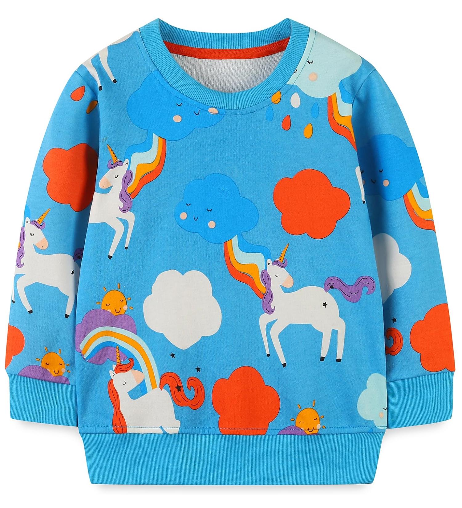 Girls Cotton Sweatshirt | Kids Casual Jumper Long Sleeve Pullover | Toddler T-Shirt | Ages 1-12 | Unicorn Design | Size 4-5 Years - Buy Online on SooperMarket.com