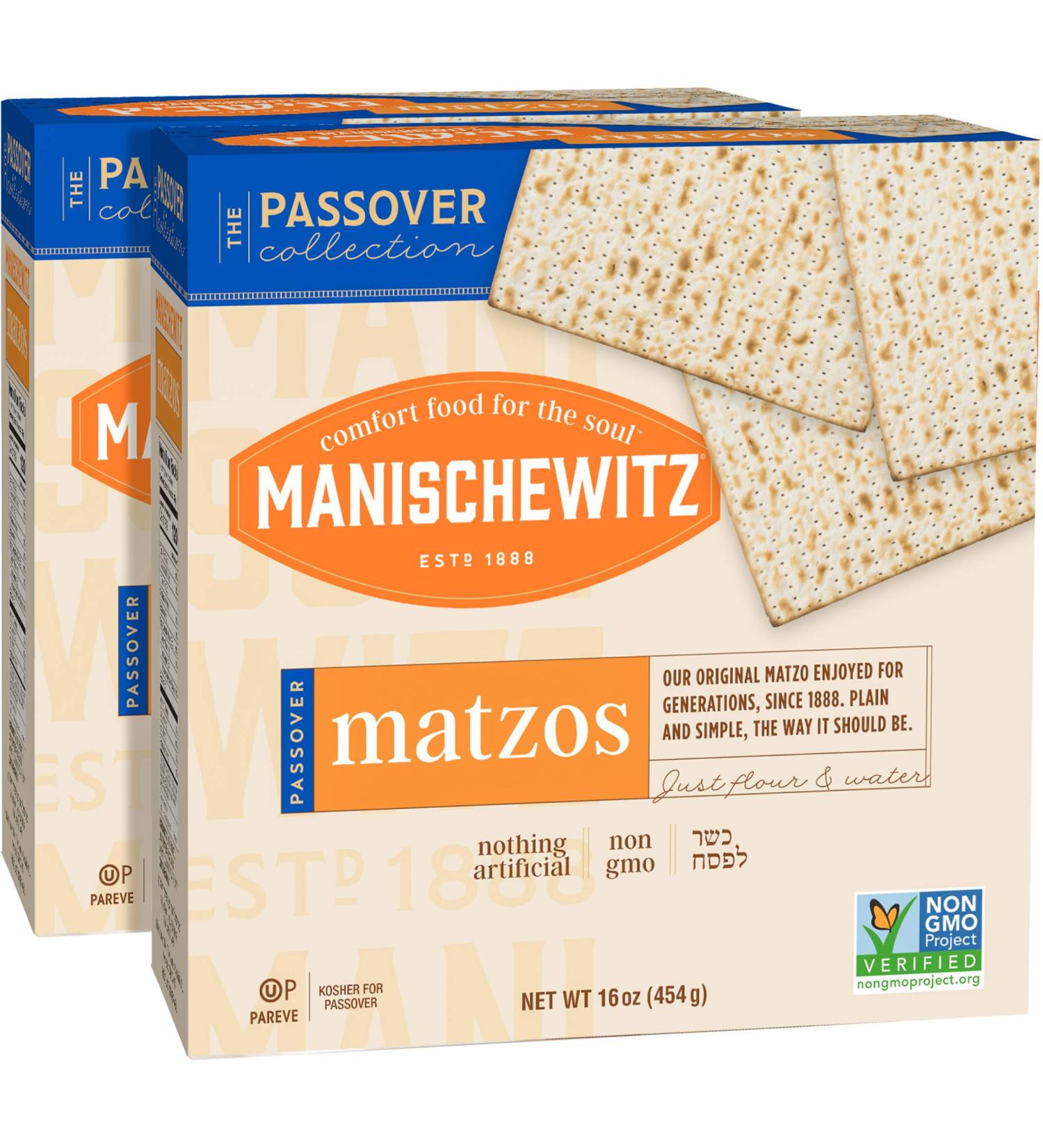 Manischewitz Passover Matzos Crackers, Fresh and Crispy Matzah. (2 Pack) Total 2 Lbs.