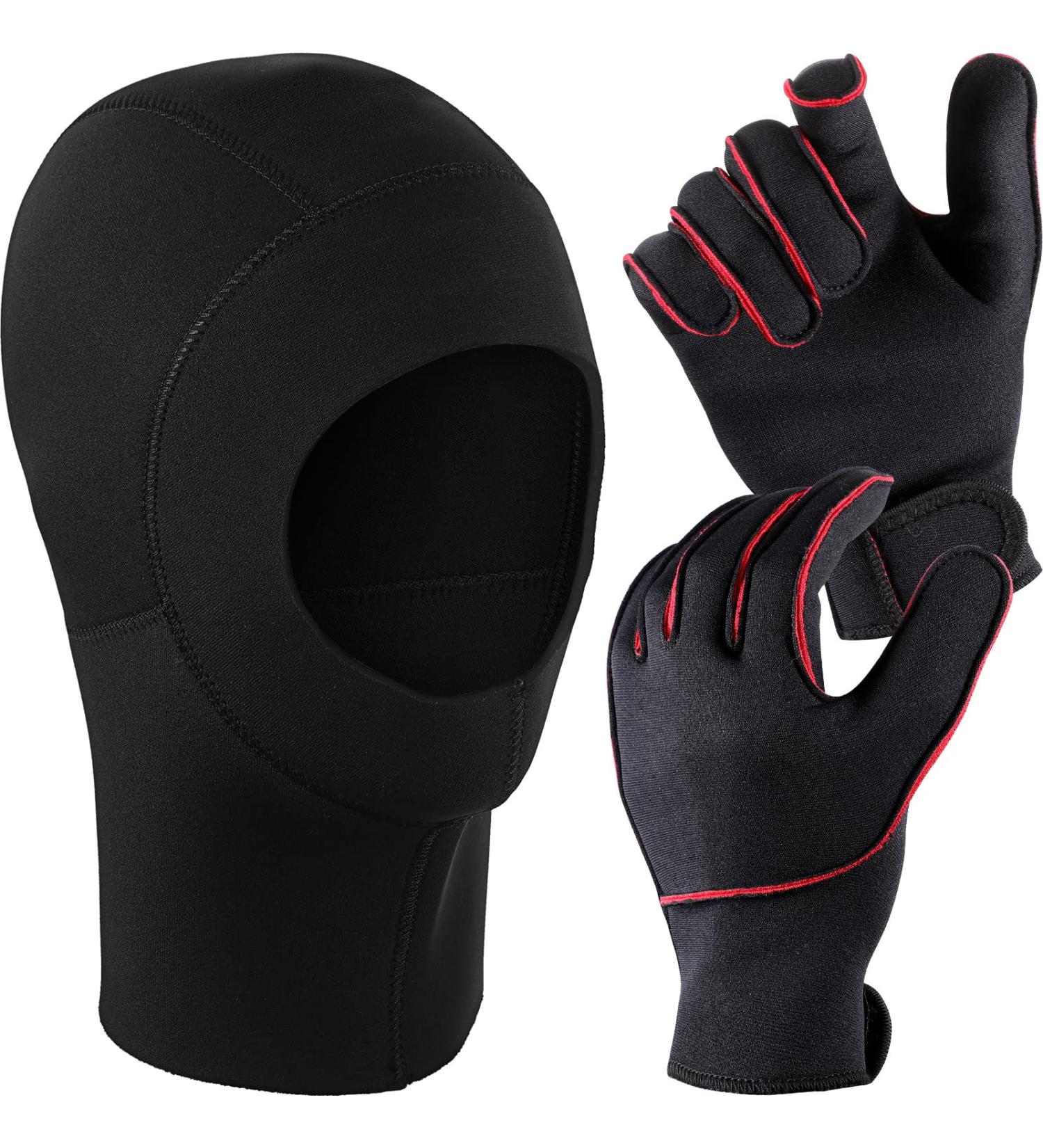 3mm Neoprene Wetsuit Hood and Gloves Set for Diving and Water Sports - Black - Buy Online on SooperMarket.com