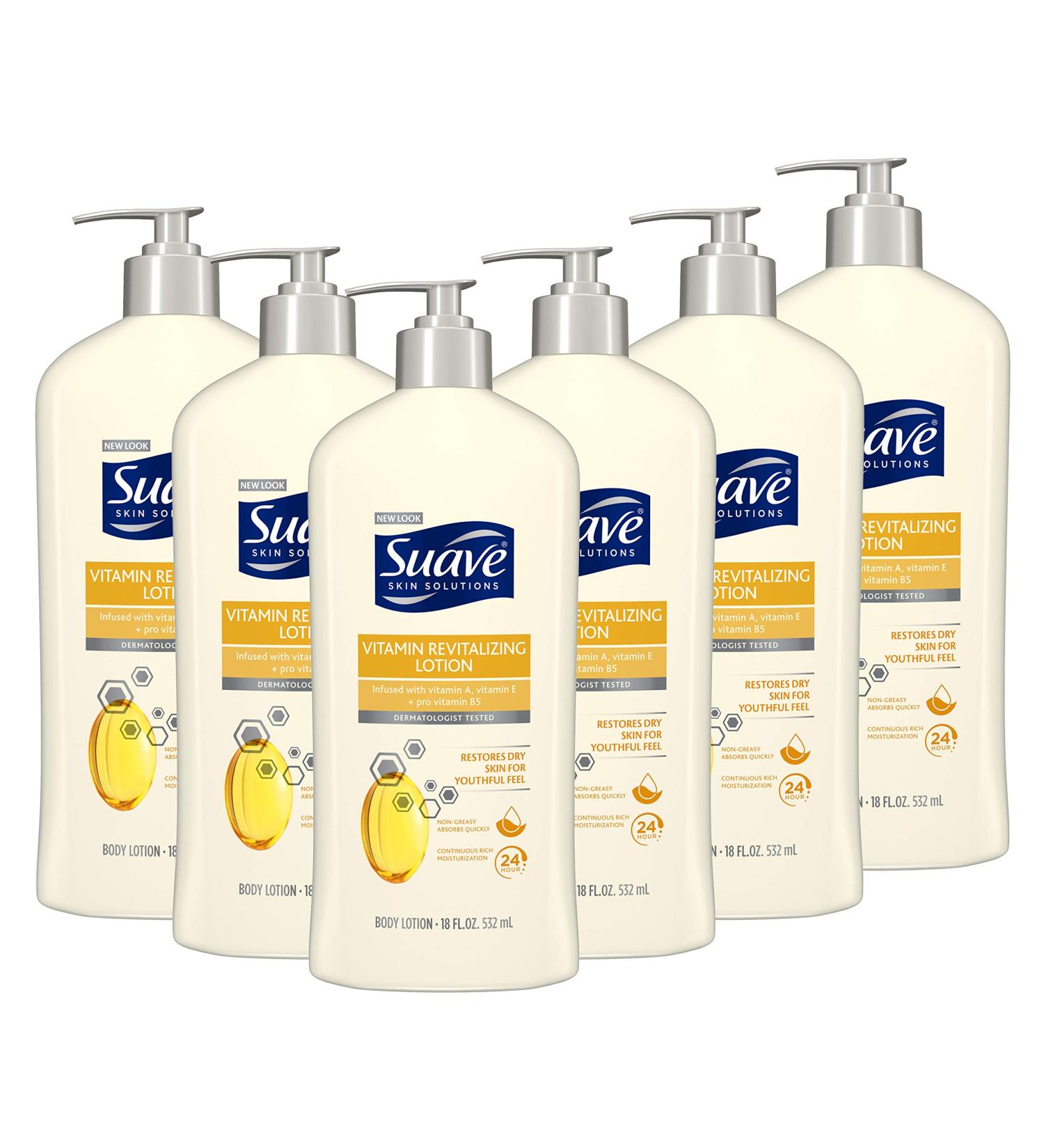 Suave Skin Solutions Revitalizing Body Lotion with Vitamin E 18 Fl Oz - Pack of 6 - Buy Online on SooperMarket.com