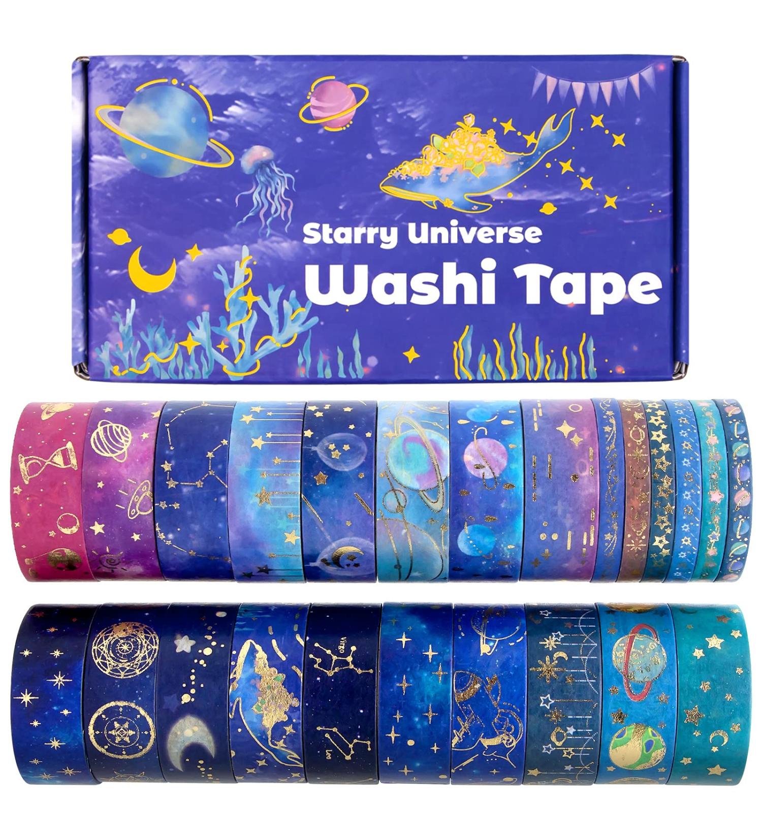 24 Rolls Washi Tape Set - Gold Foil Galaxy Decorative Masking Tape Constellation  Stars  Celestial  Adhesive Tape for Bullet Journal  Diy Craft  Scrapbooking Supplies  Gift Wrapping  Party decoration - Buy Online on SooperMarket.com