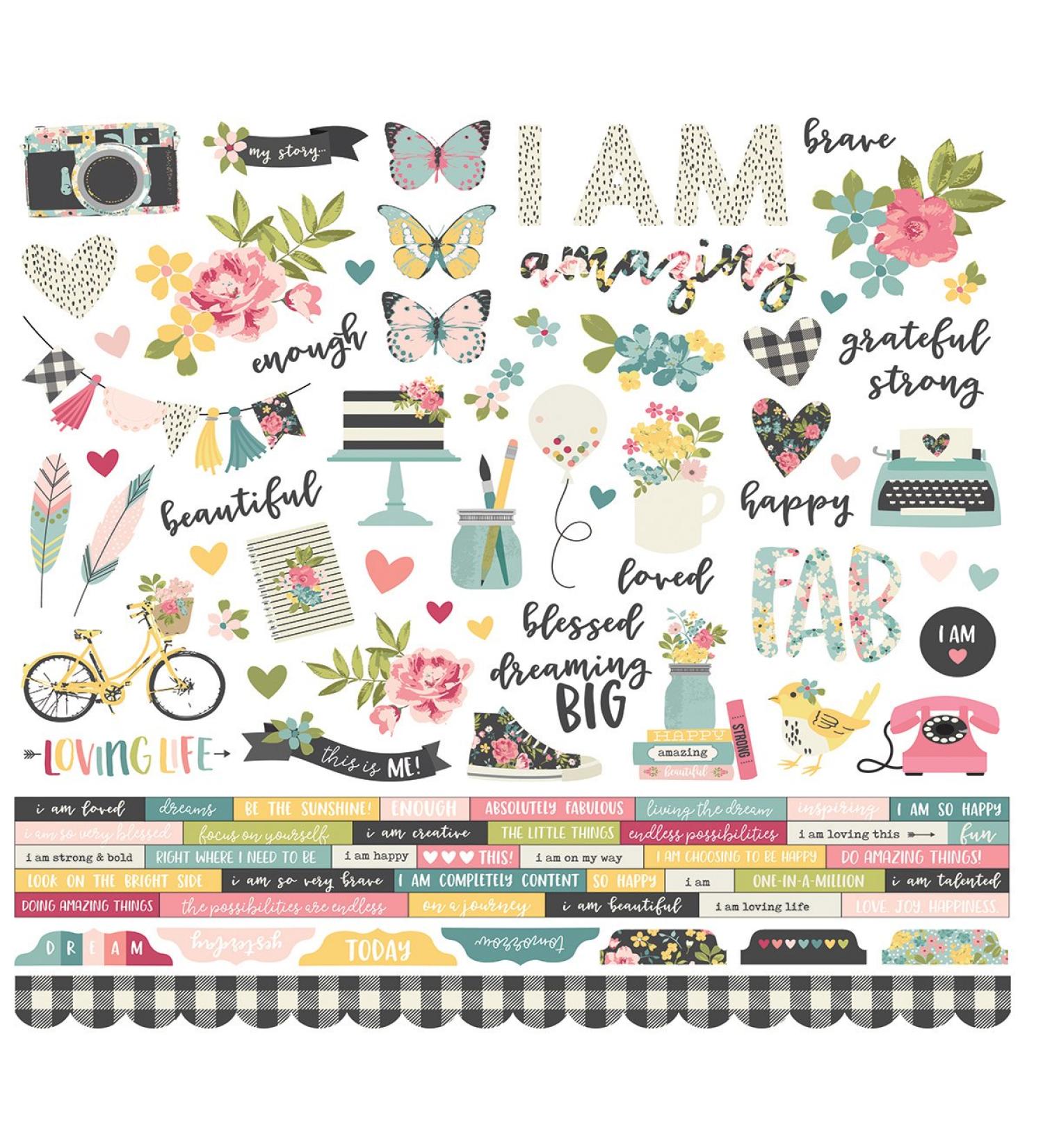 Simple Stories SI I Am Combo Sticker 12 inch x 12 inch 10025