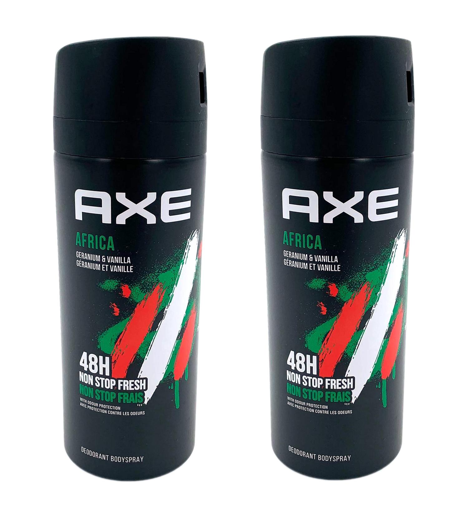 AXE AFRICA Geranium & Vanilla Deodorant Body Spray 48H Non-Stop Fresh -150 ML - Pack of 2