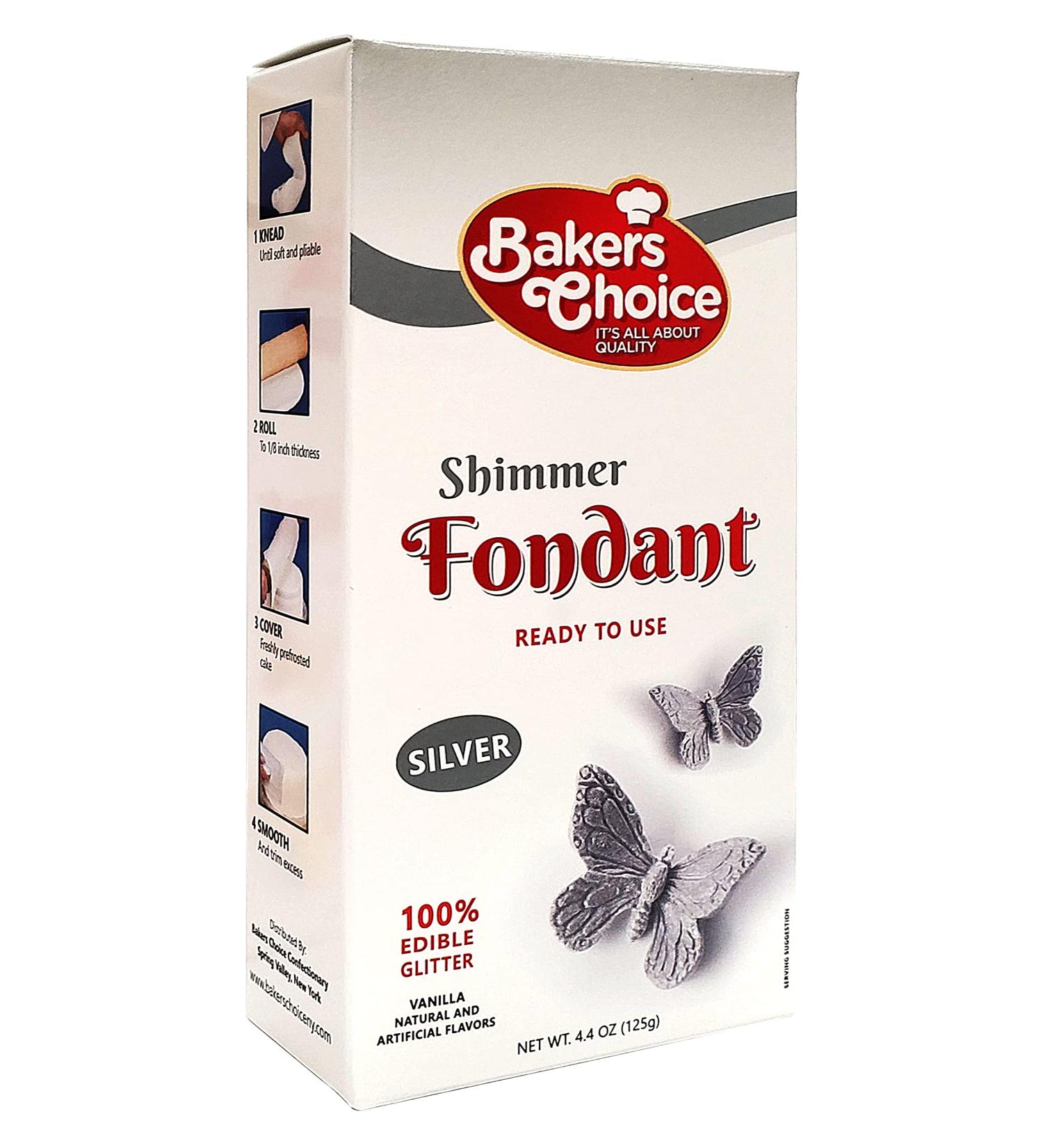 Silver Fondant Icing - 4.4 oz. | Ready-to-Use Cake Frosting | Kosher, Dairy-Free, Nut-Free | Ideal for Cake Decorating | By Baker's Choice - Buy Online on SooperMarket.com