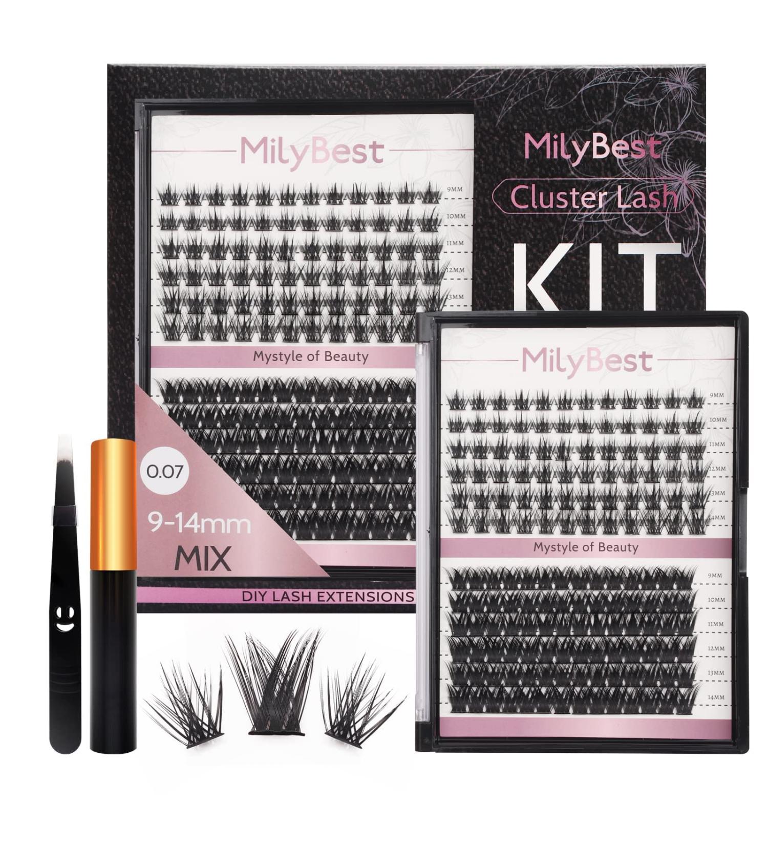 MilyBest DIY Lash Extension Kit: 156Pcs Individual Lash Extensions for Easy At-Home Application - Reusable Soft False Eyelashes for Natural Look - Faux Mink Cluster Lashes (MIX-10-16mm) - Buy Online on SooperMarket.com